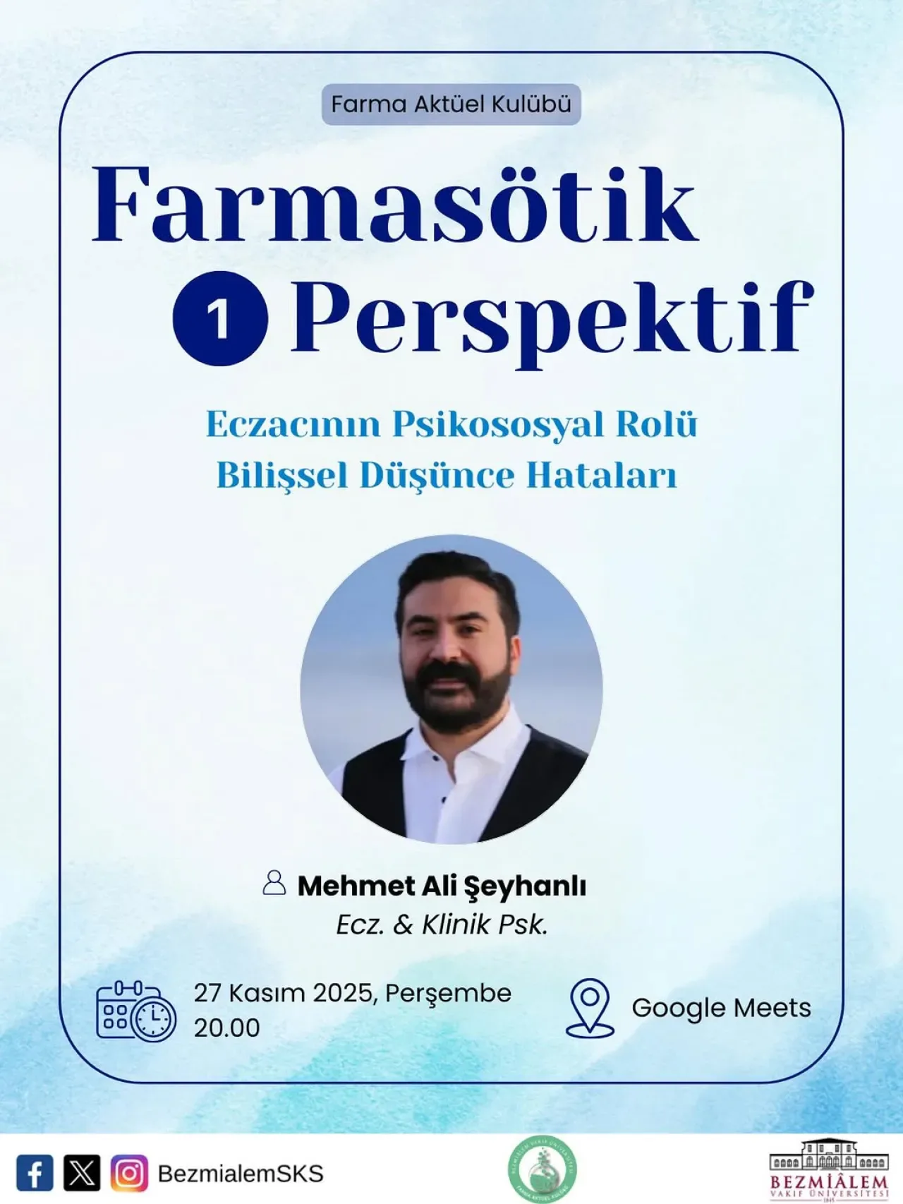Bezmialem Vakıf Üniversitesi'nde Farmasötik Perspektif Webinar Serisi Başlıyor Bezmialem Vakıf Üniversitesi'nde Farmasötik Perspektif Webinar Serisi Başlıyor