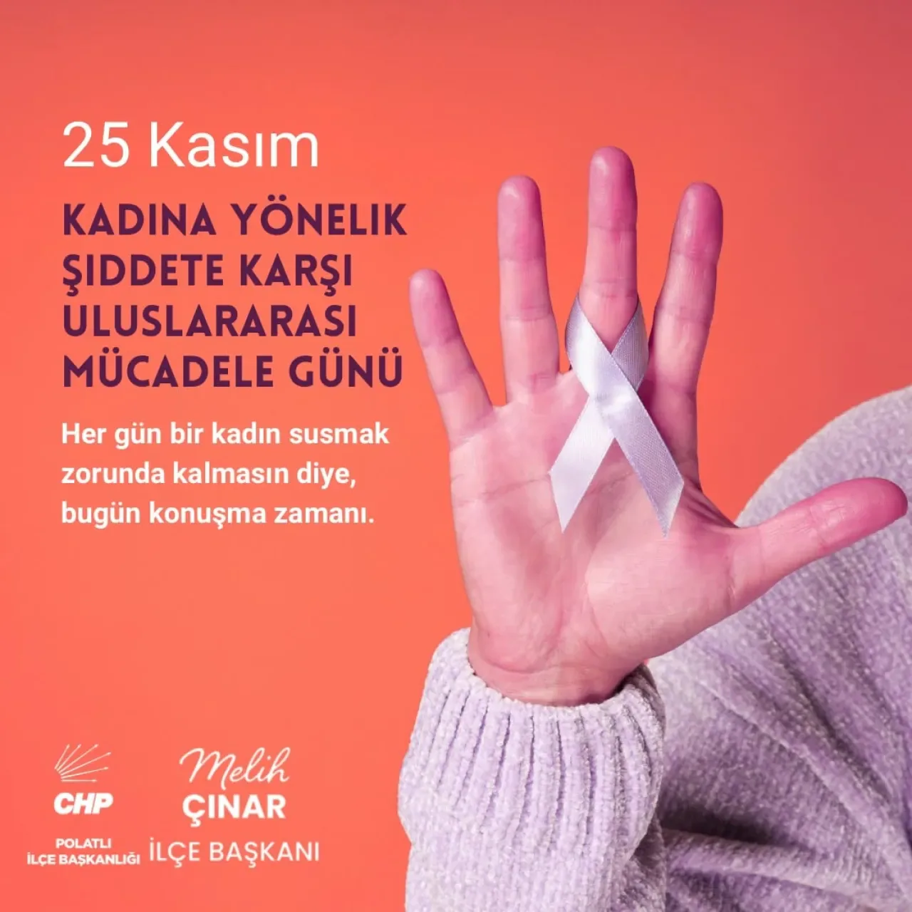 Polatlı CHP İlçe Teşkilatı'ndan 25 Kasım Mesajı: Kadına Yönelik Şiddete Karşı Mücadele Vurgusu Polatlı CHP İlçe Teşkilatı'ndan 25 Kasım Mesajı: Kadına Yönelik Şiddete Karşı Mücadele Vurgusu