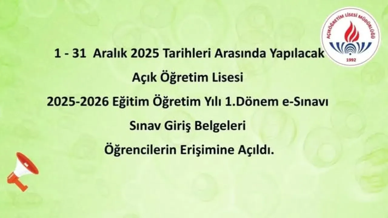 Esenler Halk Eğitimi Merkezi 2025-2026 e-Sınav Giriş Belgeleri Yayınlandı Esenler Halk Eğitimi Merkezi 2025-2026 e-Sınav Giriş Belgeleri Yayınlandı