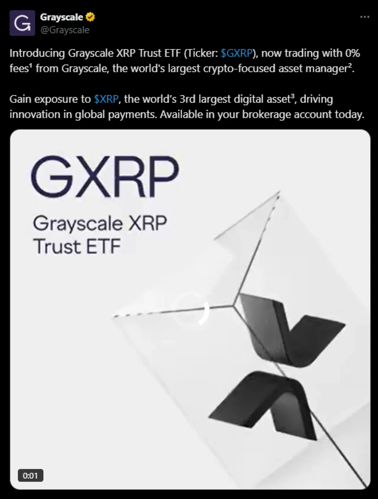 Grayscale XRP ETF'sı NYSE'de İşlem Görmeye Başladı Grayscale XRP ETF'sı NYSE'de İşlem Görmeye Başladı