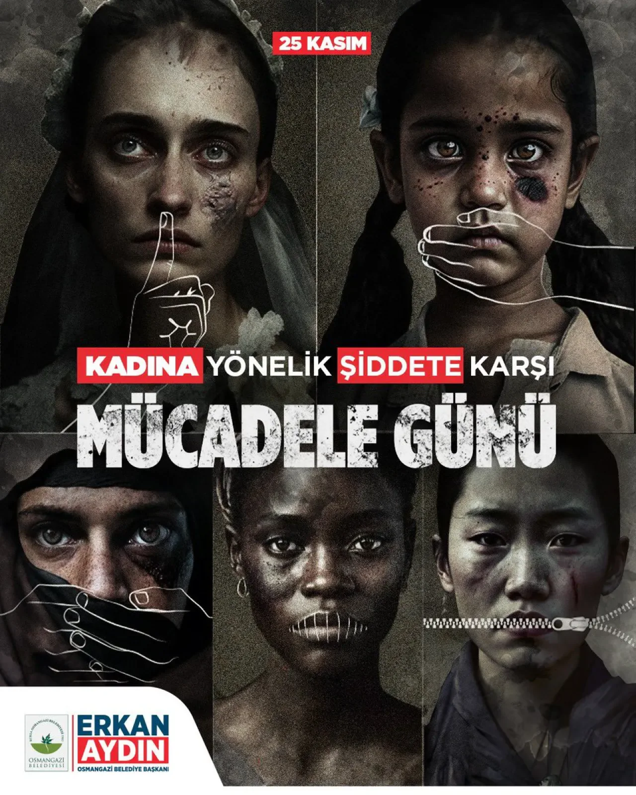 Bursa Osmangazi'de 25 Kasım'da Kadına Şiddetle Mücadele Mesajı Bursa Osmangazi'de 25 Kasım'da Kadına Şiddetle Mücadele Mesajı