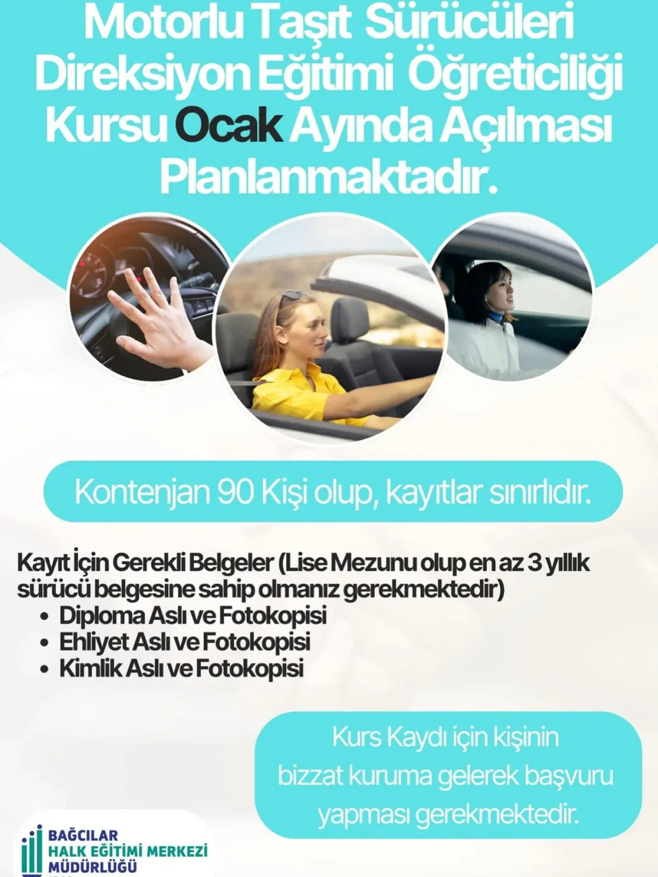 Bağcılar'da Direksiyon Eğitmenliği Kursu Başvuruları Başladı Bağcılar'da Direksiyon Eğitmenliği Kursu Başvuruları Başladı