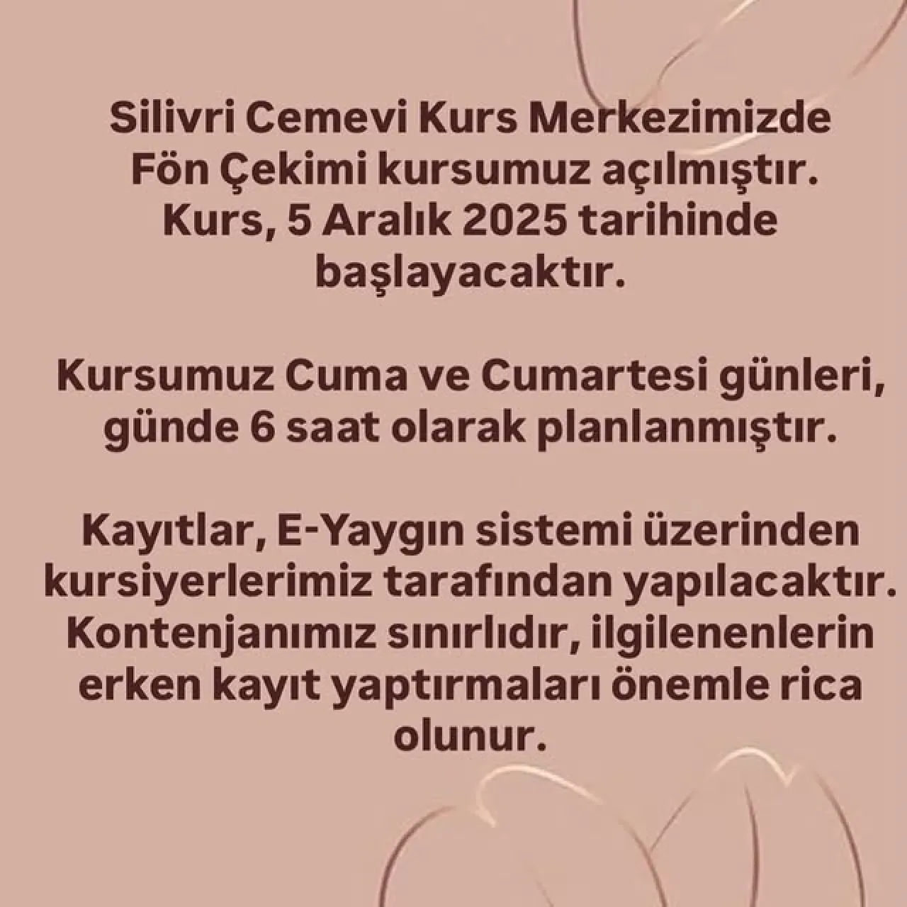 Silivri'de Fon Çekimi Kursu Başlıyor Silivri'de Fon Çekimi Kursu Başlıyor
