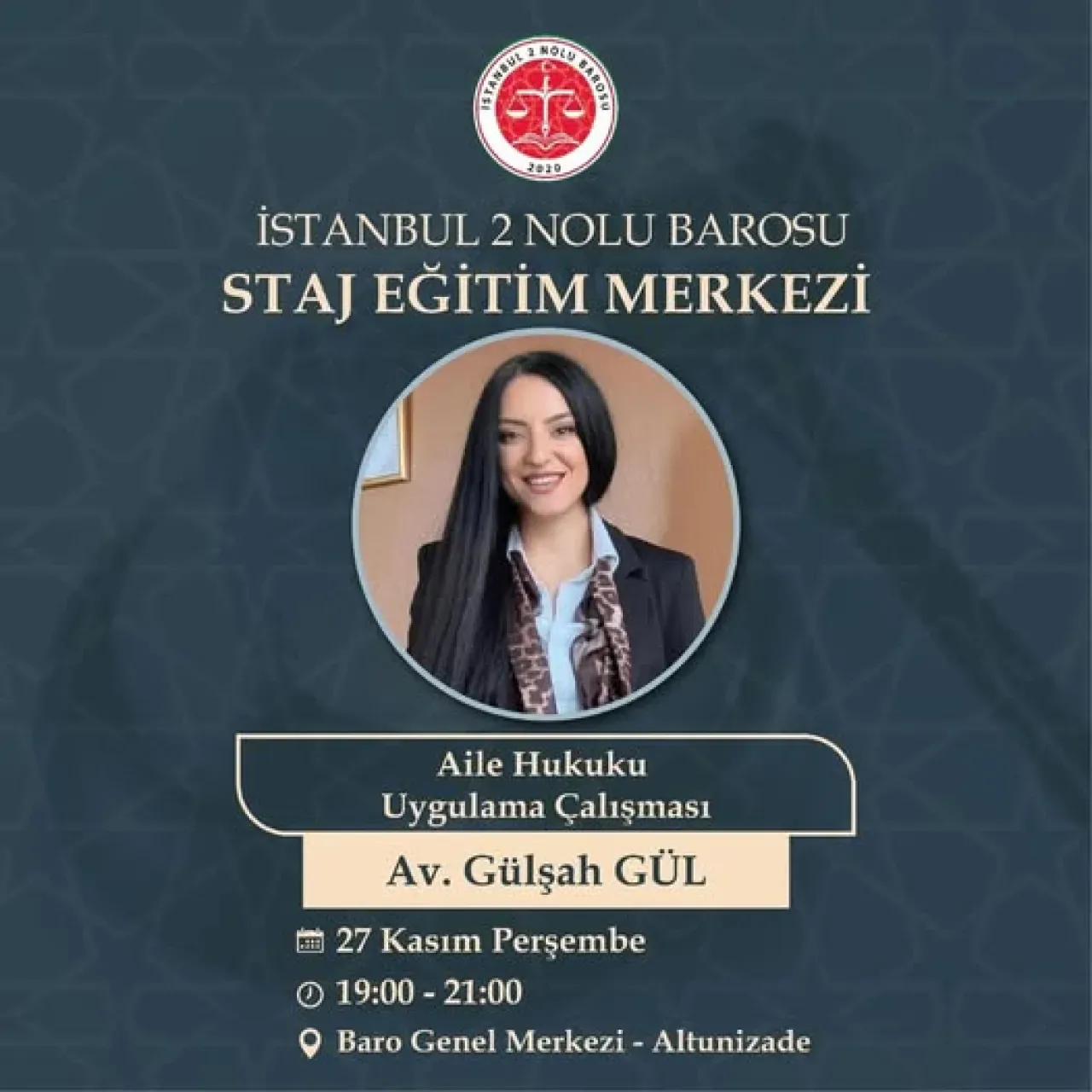İstanbul 2 Nolu Barosu'ndan Stajyer Avukatlara Aile Hukuku Eğitimi İstanbul 2 Nolu Barosu'ndan Stajyer Avukatlara Aile Hukuku Eğitimi