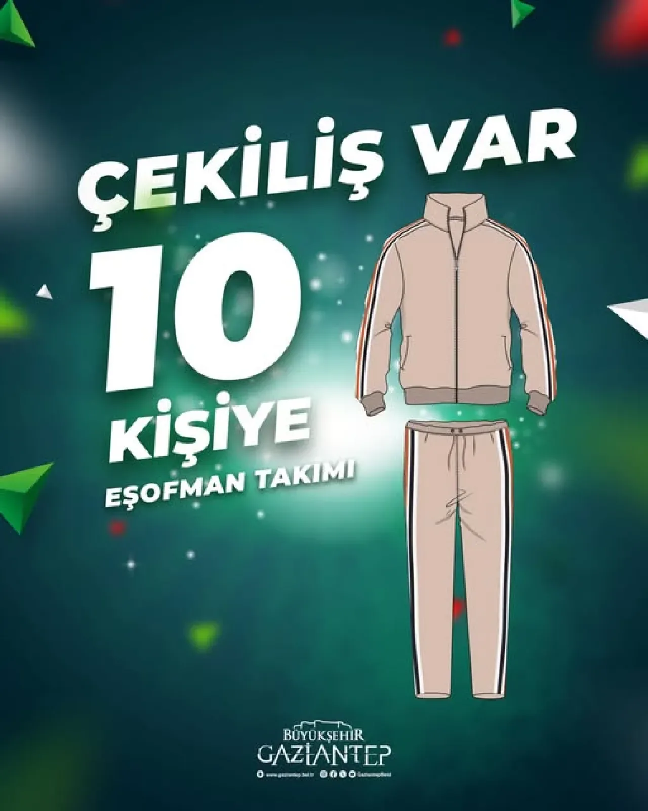 Gaziantep Büyükşehir Belediyesi'nden Sosyal Medya Takipçilerine Eşofman Takımı Hediye Gaziantep Büyükşehir Belediyesi'nden Sosyal Medya Takipçilerine Eşofman Takımı Hediye
