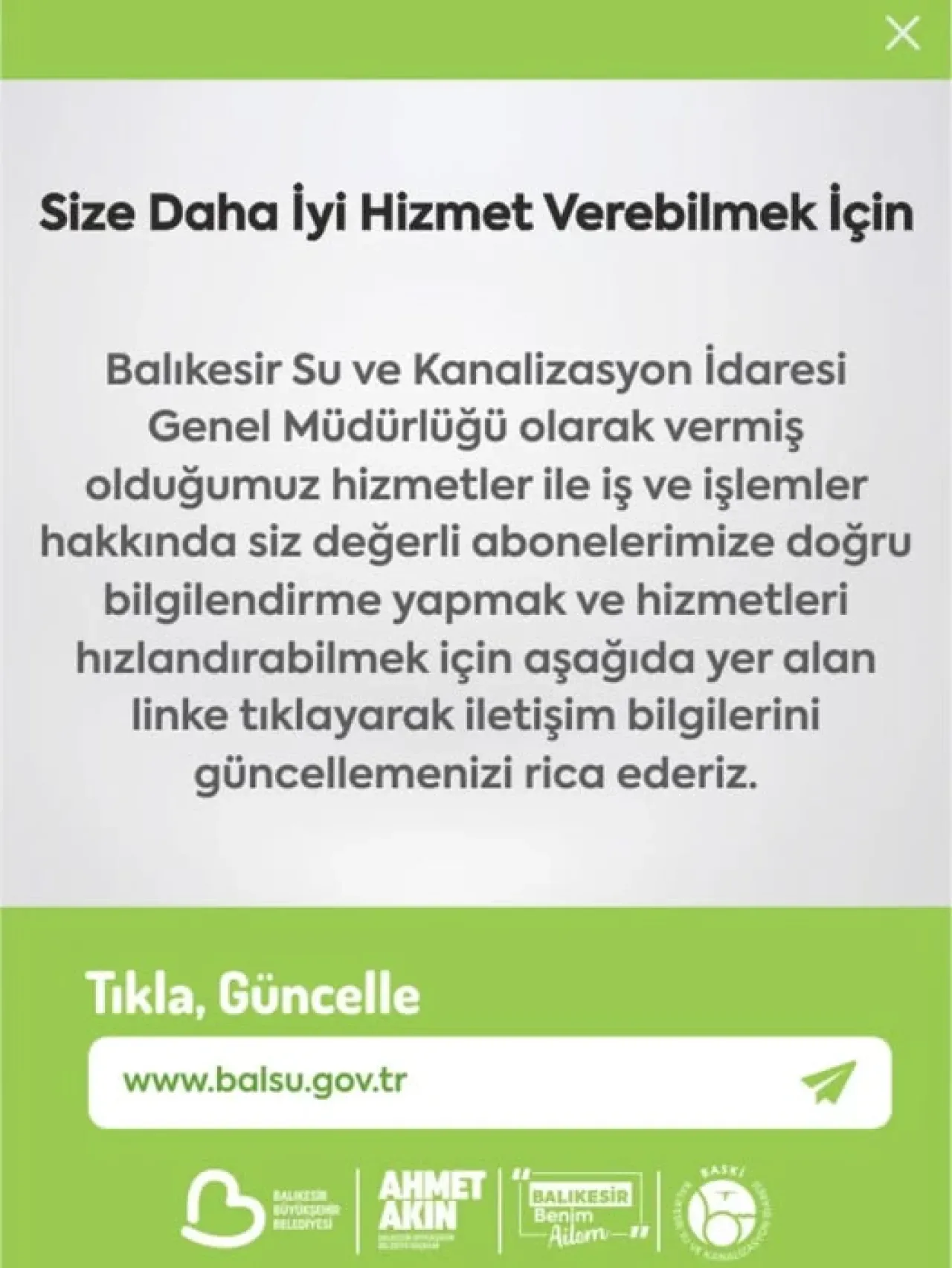 BASKİ, Abonelerden İletişim Bilgilerini Güncellemesini Talep Ediyor BASKİ, Abonelerden İletişim Bilgilerini Güncellemesini Talep Ediyor
