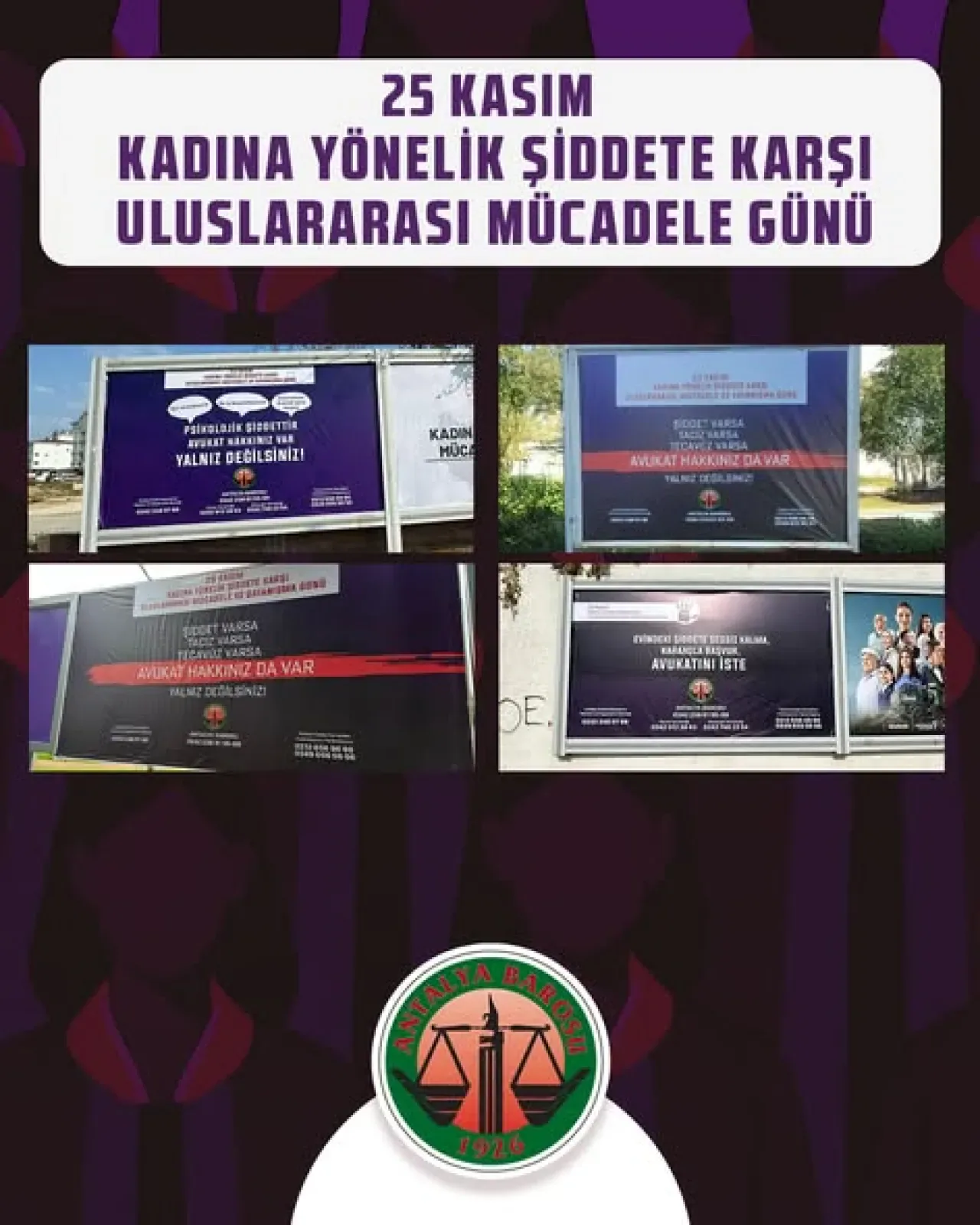 Antalya Barosu'ndan 25 Kasım Açıklaması: Kadına Şiddet İnsanlık Suçudur Antalya Barosu'ndan 25 Kasım Açıklaması: Kadına Şiddet İnsanlık Suçudur