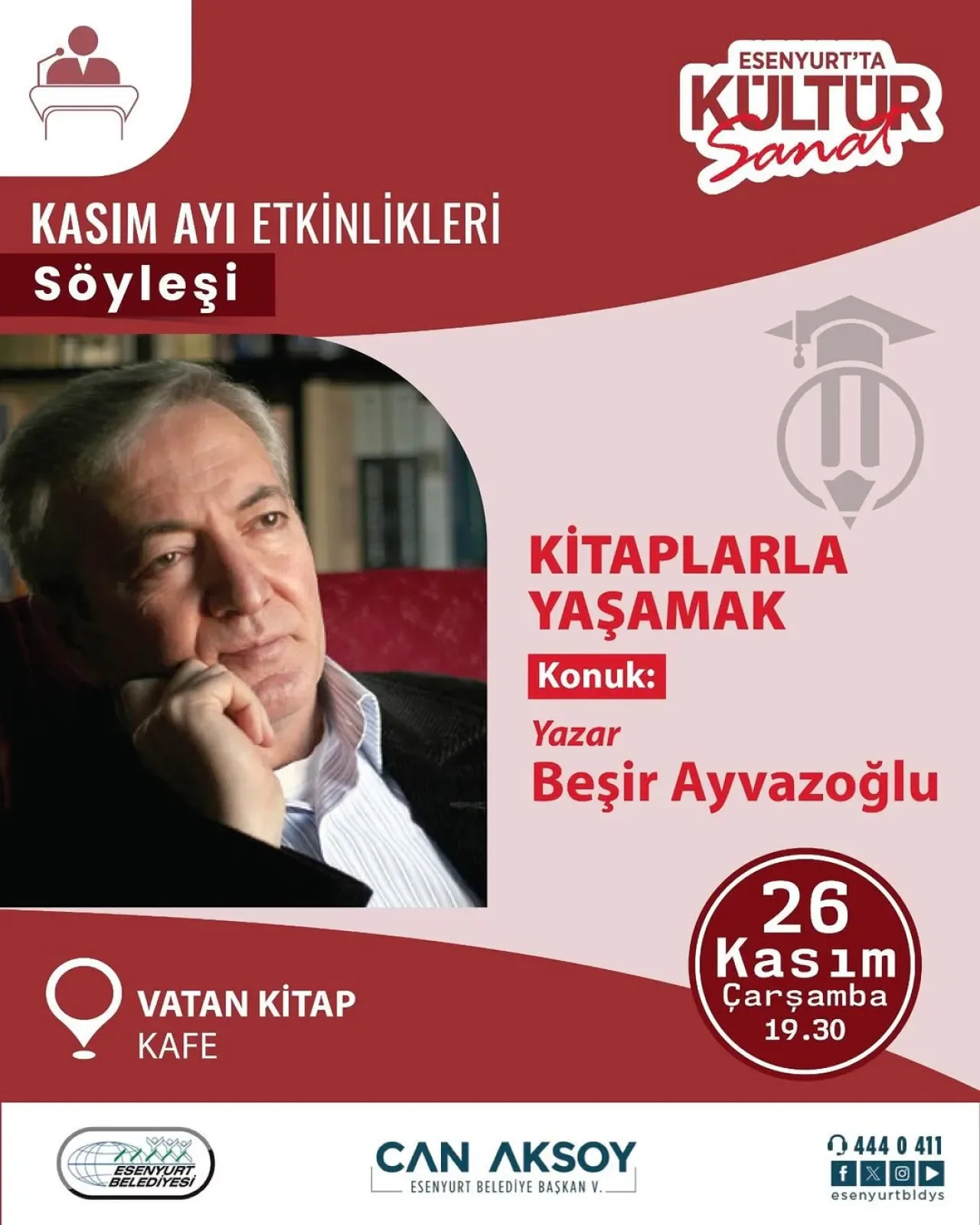 Beşir Ayvazoğlu, Esenyurt'ta "Kitaplarla Yaşamak" Söyleşisi ile Okurlarıyla Buluşuyor Beşir Ayvazoğlu, Esenyurt'ta "Kitaplarla Yaşamak" Söyleşisi ile Okurlarıyla Buluşuyor