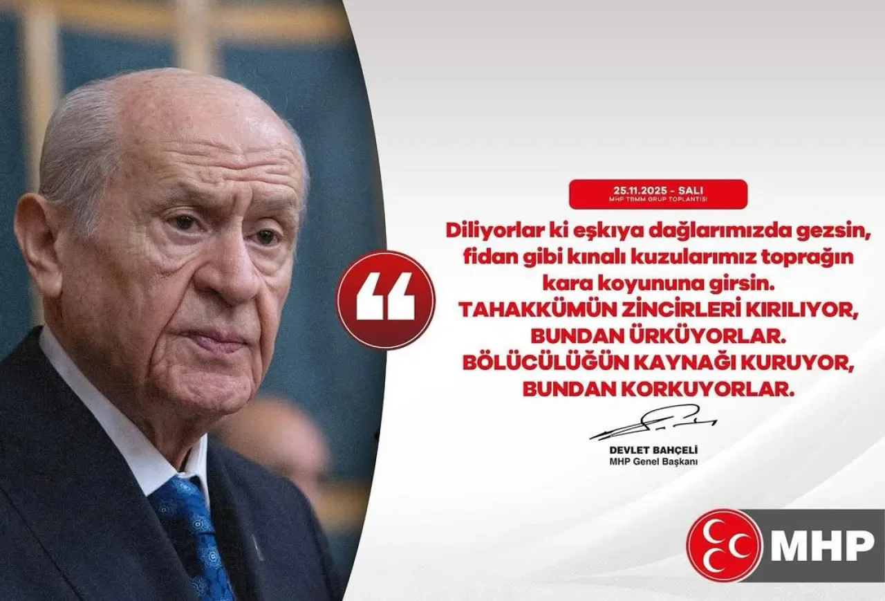 Devlet Bahçeli'den Mesaj: "Tahakkümün Zincirleri Kırılıyor, Bölücülüğün Kaynağı Kuruyor" Devlet Bahçeli'den Mesaj: "Tahakkümün Zincirleri Kırılıyor, Bölücülüğün Kaynağı Kuruyor"