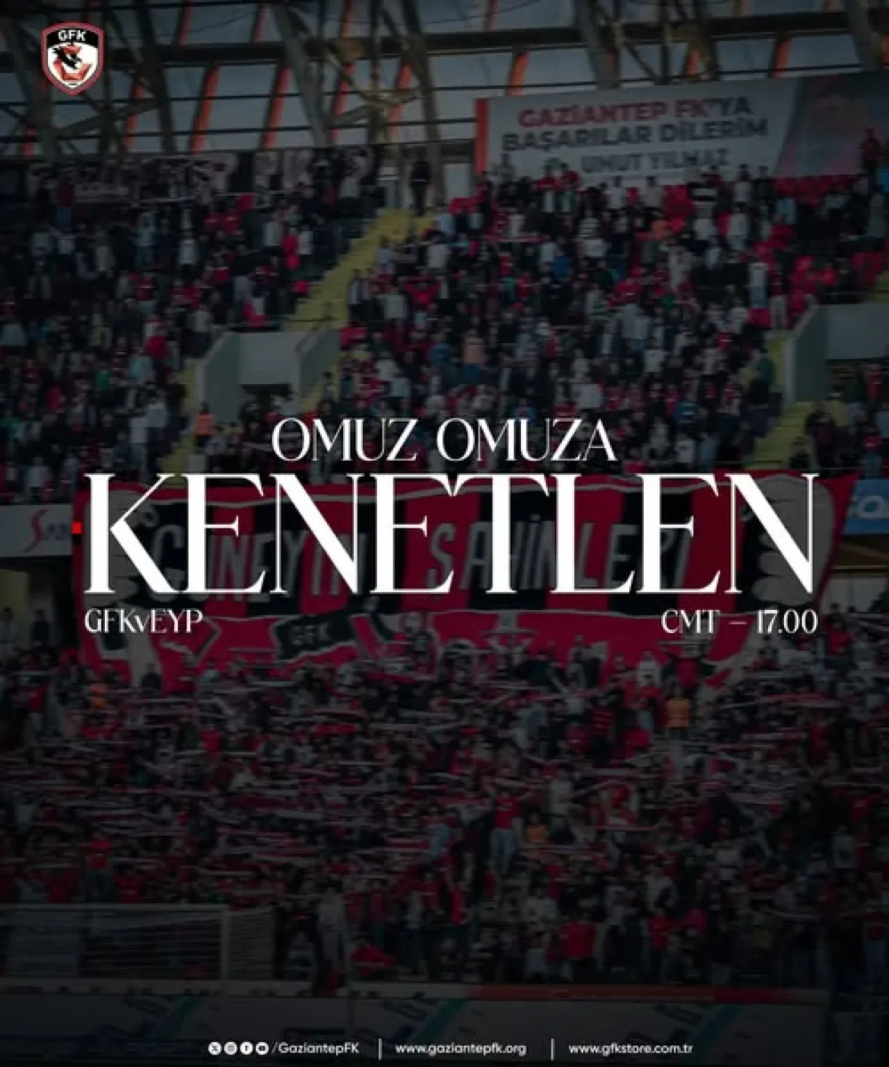 Gaziantep FK Taraftarlarından Takıma Destek Mesajı: "Hep Beraber Omuz Omuza" Gaziantep FK Taraftarlarından Takıma Destek Mesajı: "Hep Beraber Omuz Omuza"