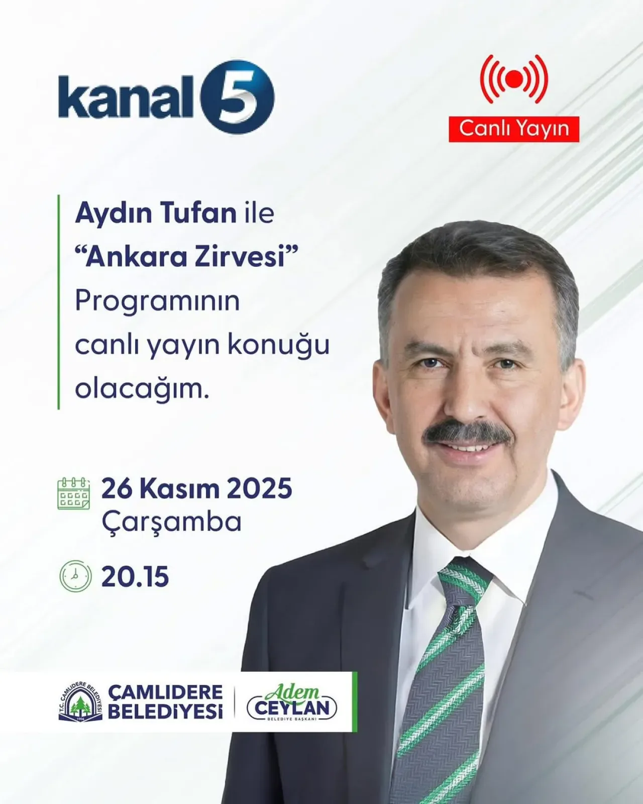 Çamlıdere Belediye Başkanı Adem Ceylan, Ankara Zirvesi Programında Çalışmaları Anlatacak Çamlıdere Belediye Başkanı Adem Ceylan, Ankara Zirvesi Programında Çalışmaları Anlatacak