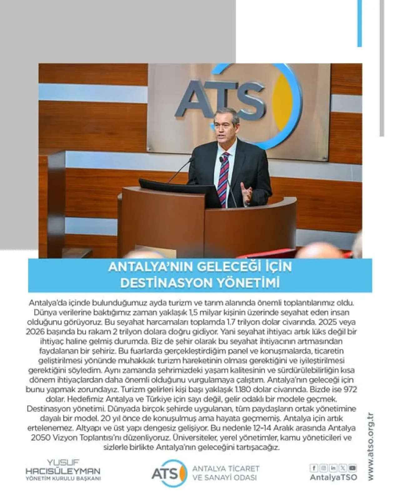 Antalya'nın Geleceği İçin Destinasyon Yönetimi Şart Antalya'nın Geleceği İçin Destinasyon Yönetimi Şart