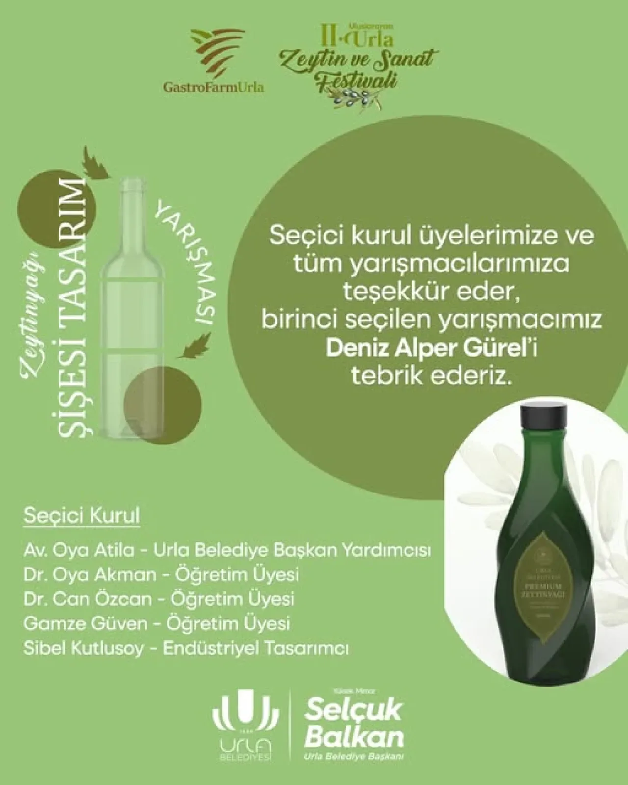 İzmir Urla'da Zeytinyağı Şişesi Tasarım Yarışması'nın Birincisi Belli Oldu İzmir Urla'da Zeytinyağı Şişesi Tasarım Yarışması'nın Birincisi Belli Oldu