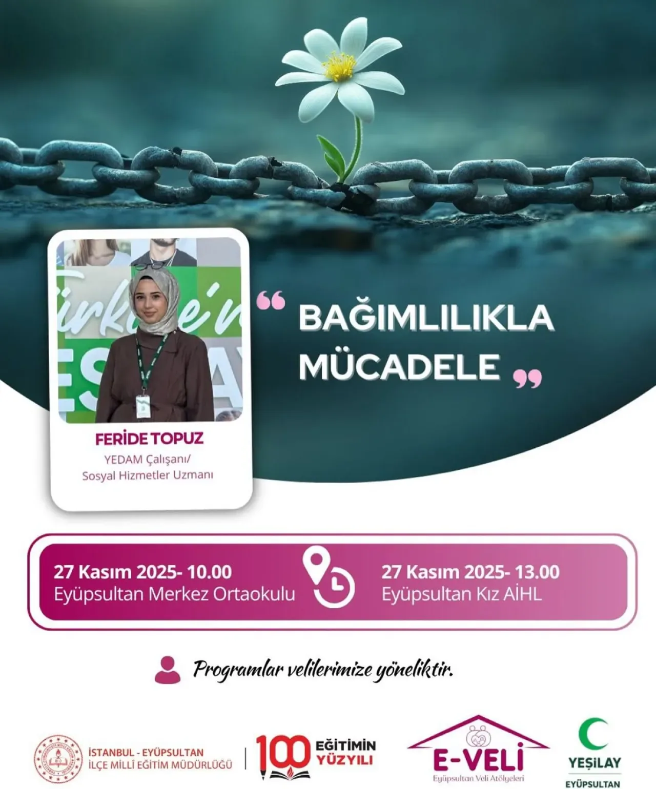 Yeşilay Eyüpsultan Şubesi, Velilere Yönelik Bağımlılıkla Mücadele Semineri Düzenliyor Yeşilay Eyüpsultan Şubesi, Velilere Yönelik Bağımlılıkla Mücadele Semineri Düzenliyor