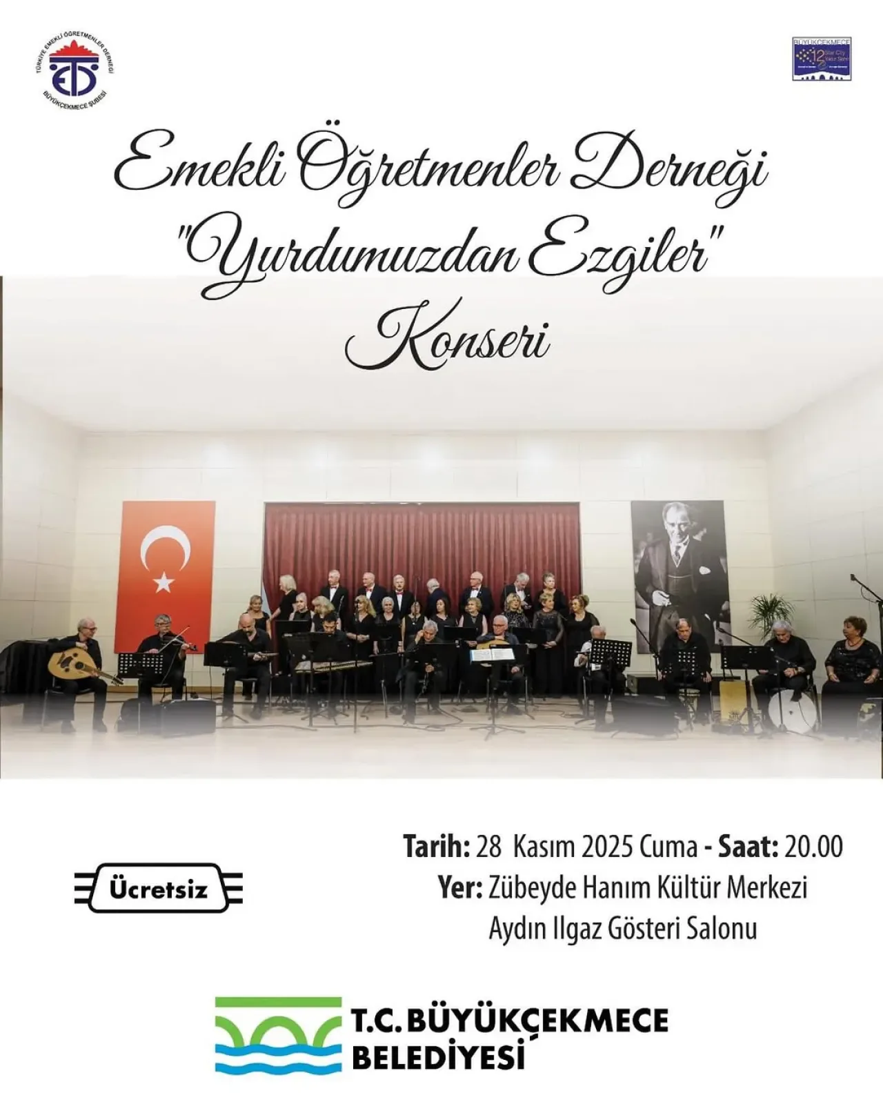Büyükçekmece'de "Yurdumuzdan Ezgiler" Konseri: Emekli Öğretmenler Korosu Sahne Alacak Büyükçekmece'de "Yurdumuzdan Ezgiler" Konseri: Emekli Öğretmenler Korosu Sahne Alacak