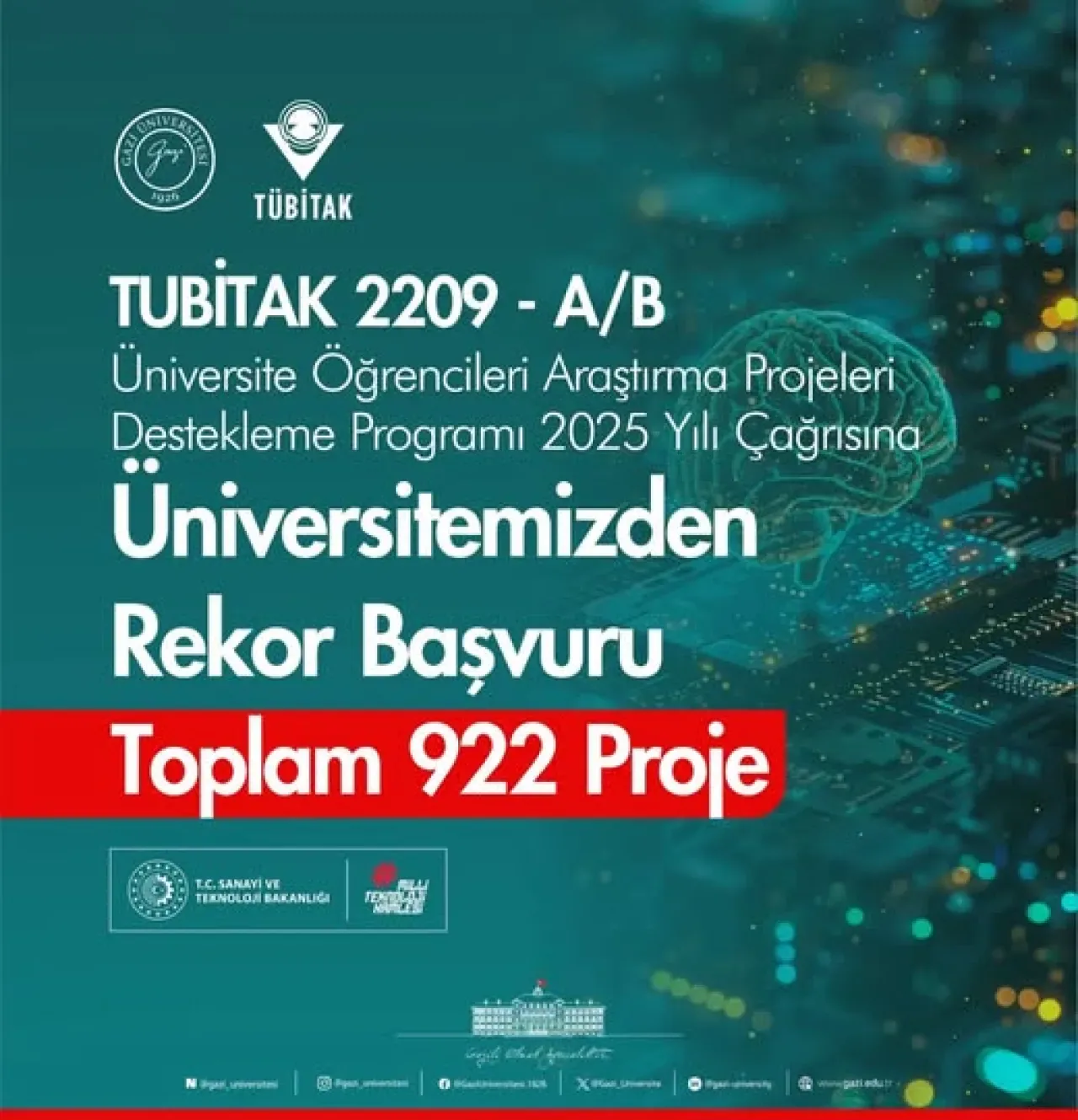 Gazi Üniversitesi'nden TÜBİTAK 2209-A/B Programına Rekor Başvuru Gazi Üniversitesi'nden TÜBİTAK 2209-A/B Programına Rekor Başvuru
