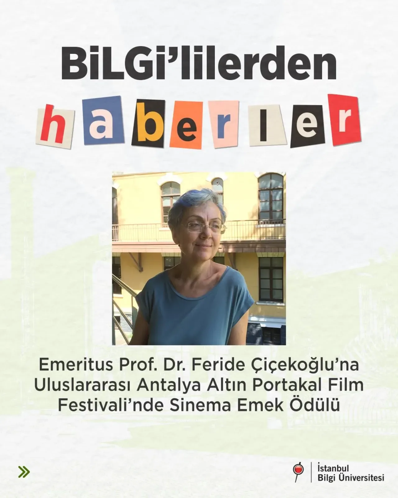 Feride Çiçekoğlu'na Altın Portakal Film Festivali'nde Sinema Emek Ödülü Feride Çiçekoğlu'na Altın Portakal Film Festivali'nde Sinema Emek Ödülü