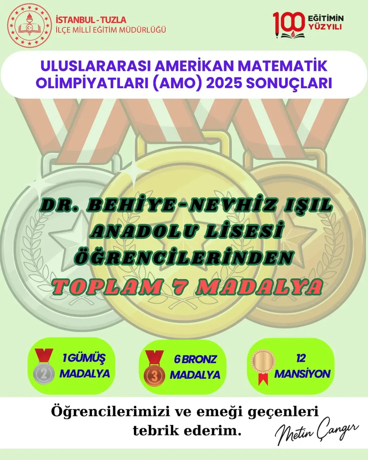 Tuzla'dan Dünya Çapında Matematik Başarısı: AMO 2025'te 7 Madalya Tuzla'dan Dünya Çapında Matematik Başarısı: AMO 2025'te 7 Madalya
