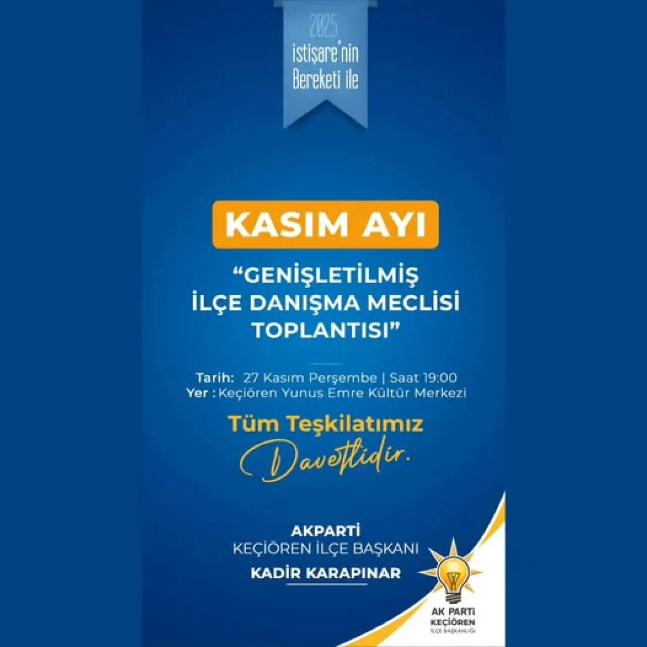 AK Parti Keçiören'de Kasım Ayı Danışma Toplantısı Düzenliyor AK Parti Keçiören'de Kasım Ayı Danışma Toplantısı Düzenliyor