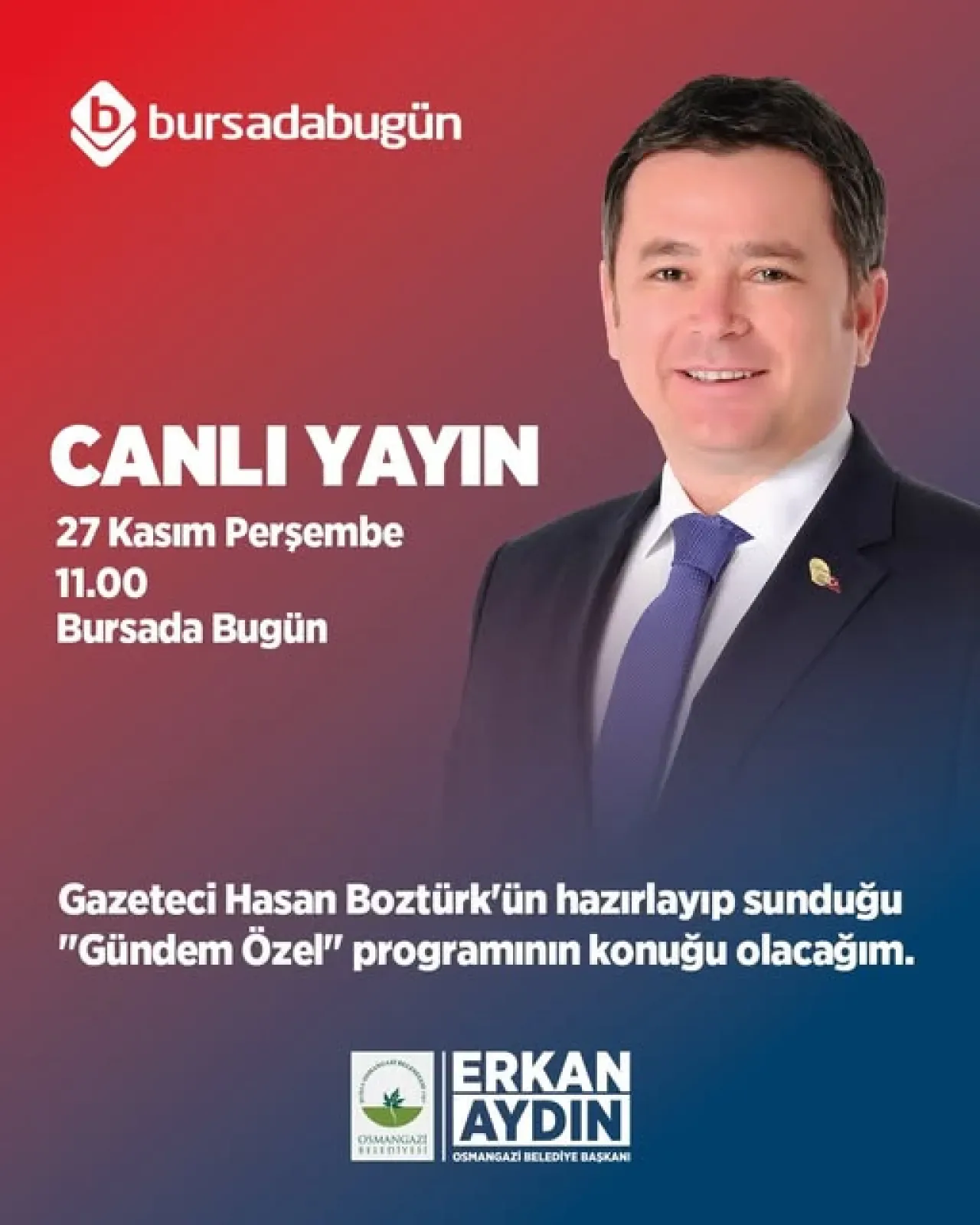 Osmangazi Belediyesi Projeleri Bursadabugün TV'de Tanıtılacak Osmangazi Belediyesi Projeleri Bursadabugün TV'de Tanıtılacak