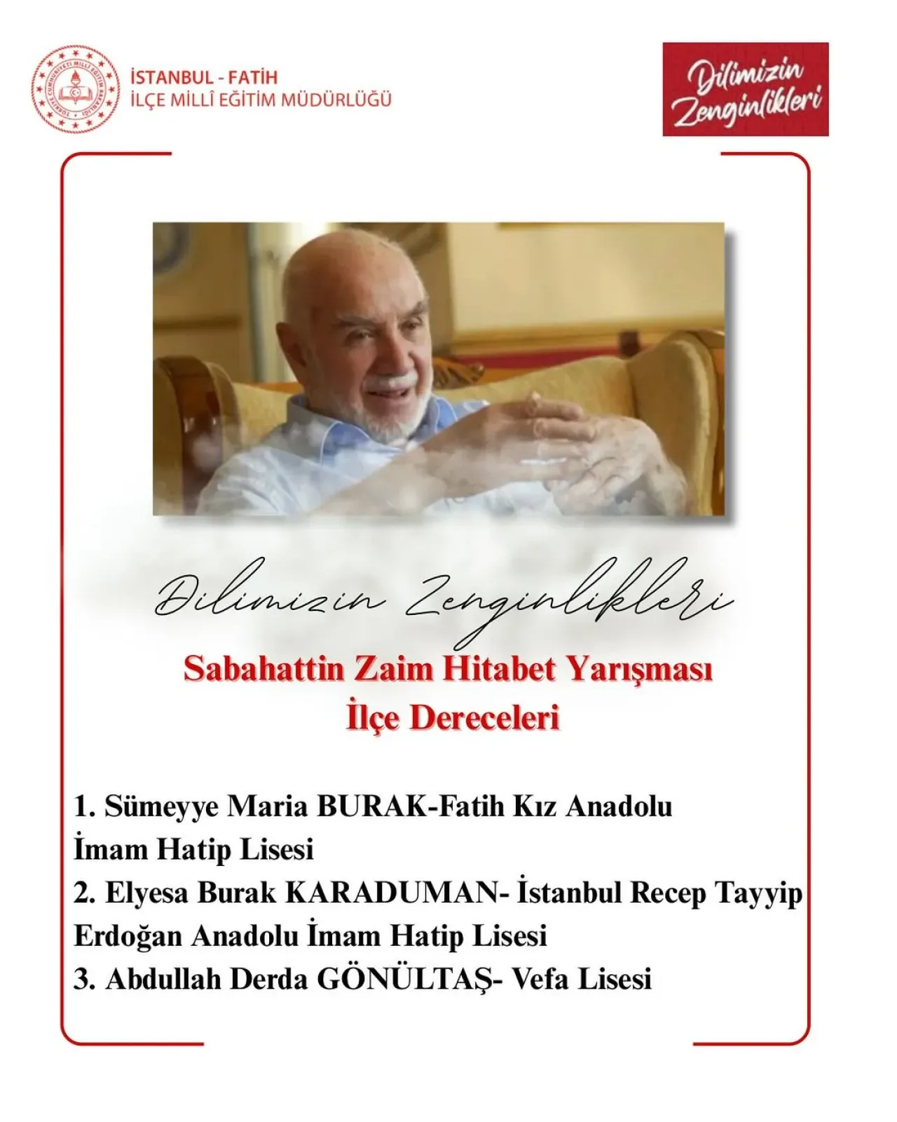 Fatih'te Liseler Arası Hitabet Yarışması'nın İlçe Finali Düzenlendi Fatih'te Liseler Arası Hitabet Yarışması'nın İlçe Finali Düzenlendi
