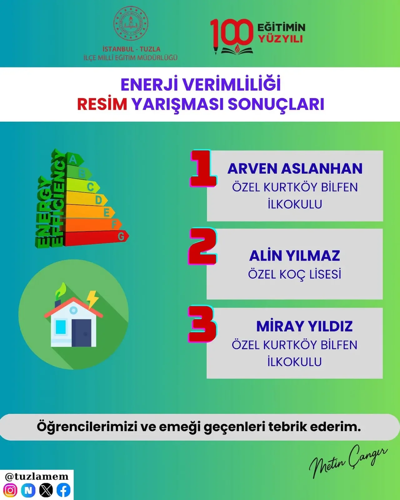 Tuzla'da Enerji Verimliliği Resim Yarışması Sonuçlandı Tuzla'da Enerji Verimliliği Resim Yarışması Sonuçlandı