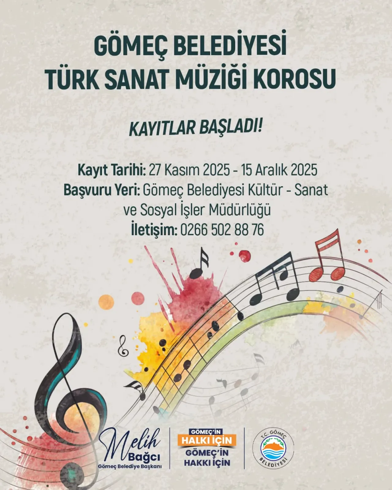 Gömeç Belediyesi Türk Sanat Müziği Korosu'na Yeni Solistler Aranıyor Gömeç Belediyesi Türk Sanat Müziği Korosu'na Yeni Solistler Aranıyor