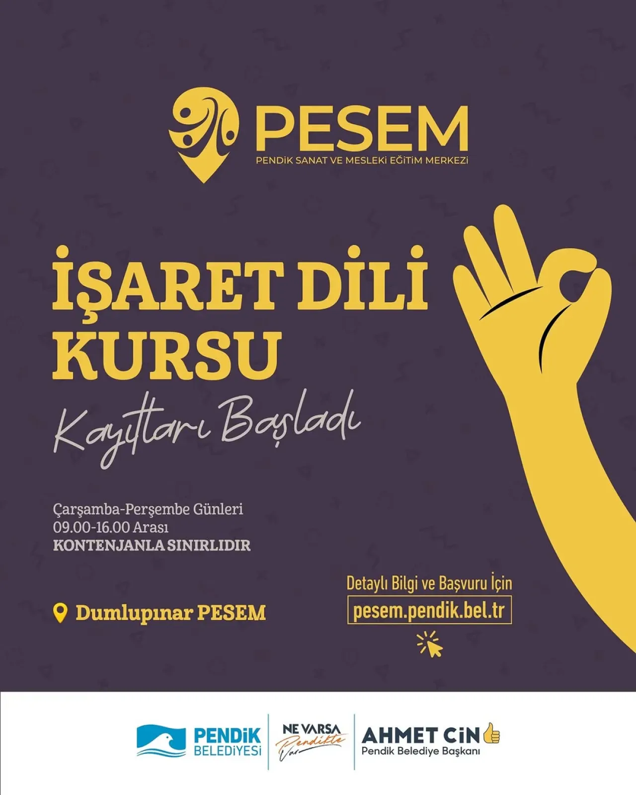 Pendik Belediyesi PESEM, İşaret Dili, Arıcılık ve Tıbbi Bitki Kurslarına Kayıtları Başlattı Pendik Belediyesi PESEM, İşaret Dili, Arıcılık ve Tıbbi Bitki Kurslarına Kayıtları Başlattı