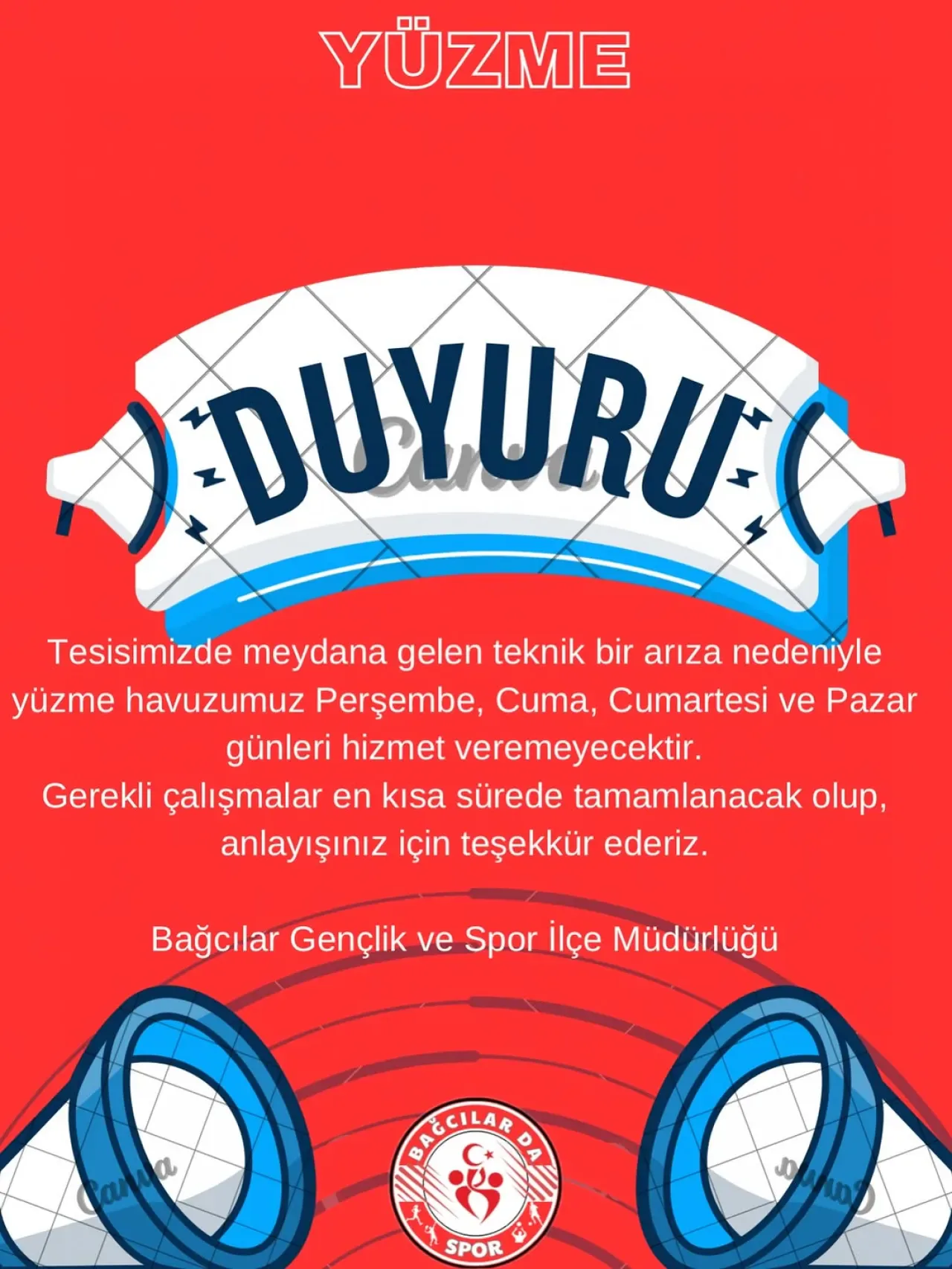 Bağcılar'daki Yüzme Havuzunda Teknik Arıza: Hizmet 4 Gün Askıda Bağcılar'daki Yüzme Havuzunda Teknik Arıza: Hizmet 4 Gün Askıda