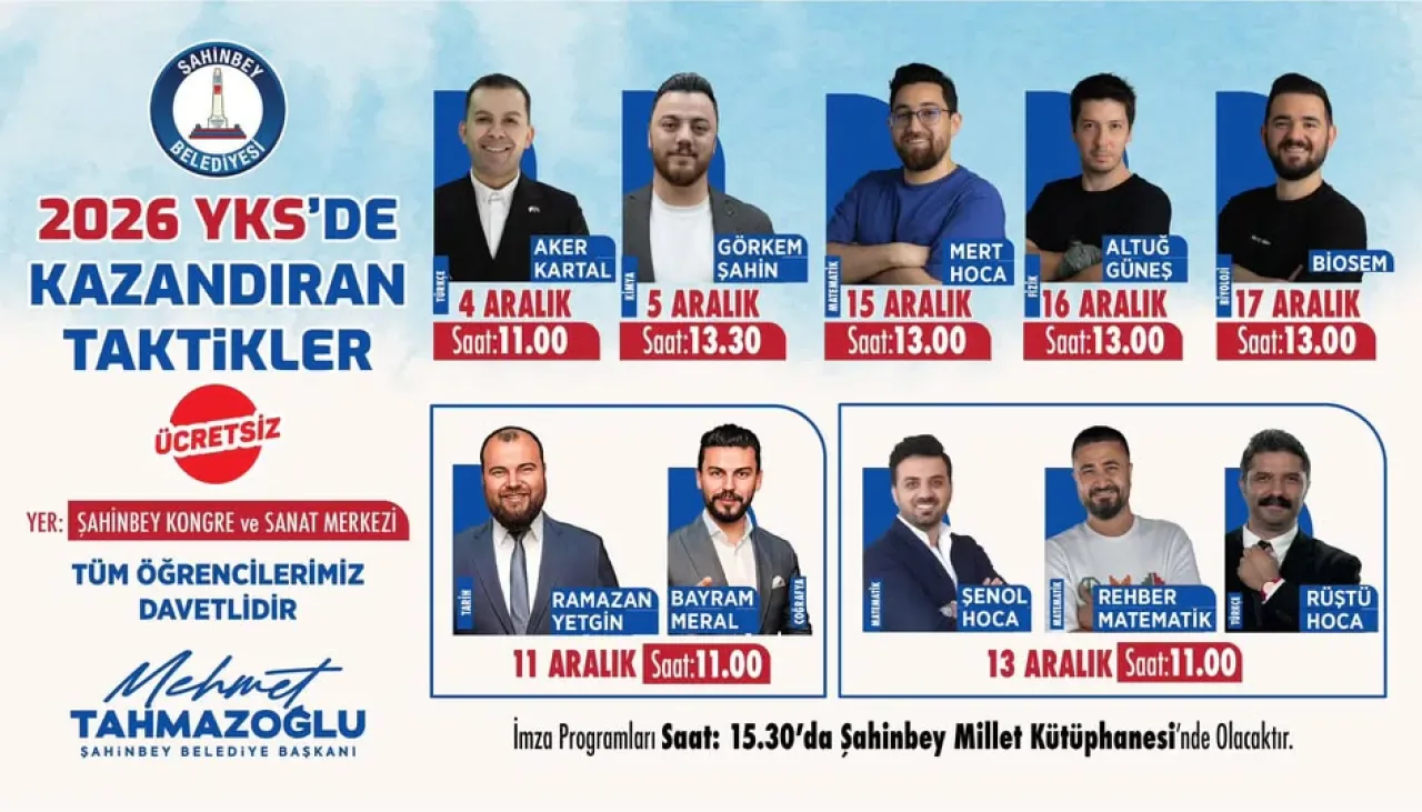 Şahinbey Belediyesi, Sınav Maratonundaki Öğrenciler İçin Ünlü Hocalarla Buluşturuyor Şahinbey Belediyesi, Sınav Maratonundaki Öğrenciler İçin Ünlü Hocalarla Buluşturuyor