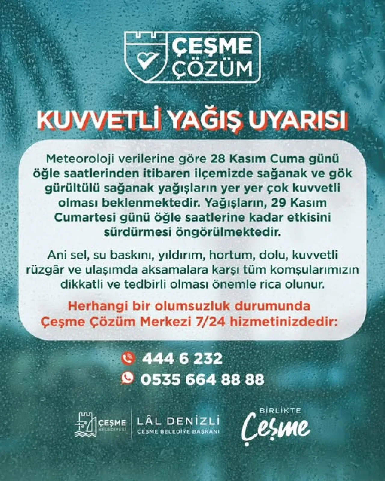 Çeşme'de Hafta Sonu İçin Kuvvetli Sağanak Uyarısı Çeşme'de Hafta Sonu İçin Kuvvetli Sağanak Uyarısı