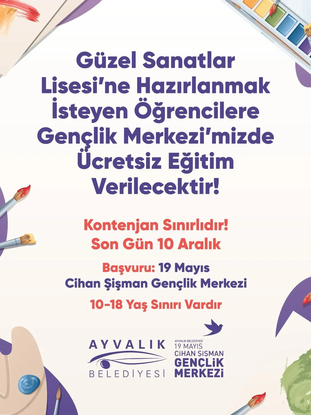 Ayvalık'ta Güzel Sanatlar Lisesi Hazırlık Kursları Başlıyor Ayvalık'ta Güzel Sanatlar Lisesi Hazırlık Kursları Başlıyor