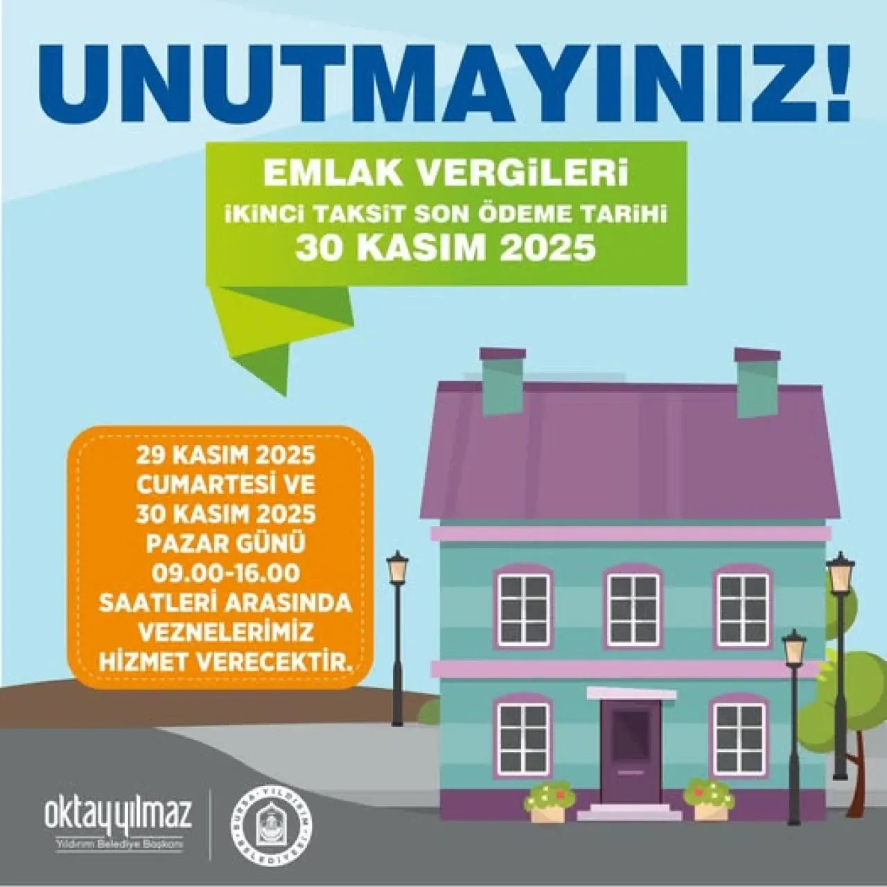 Yıldırım'da Emlak Vergisi Son Ödeme Tarihi 30 Kasım Yıldırım'da Emlak Vergisi Son Ödeme Tarihi 30 Kasım