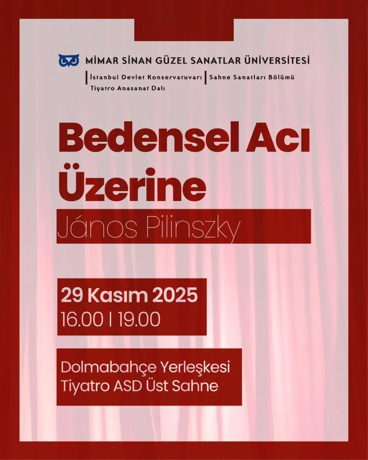 Mimar Sinan Güzel Sanatlar Üniversitesi'nde "Bedensel Acı Üzerine" Gösterisi Mimar Sinan Güzel Sanatlar Üniversitesi'nde "Bedensel Acı Üzerine" Gösterisi