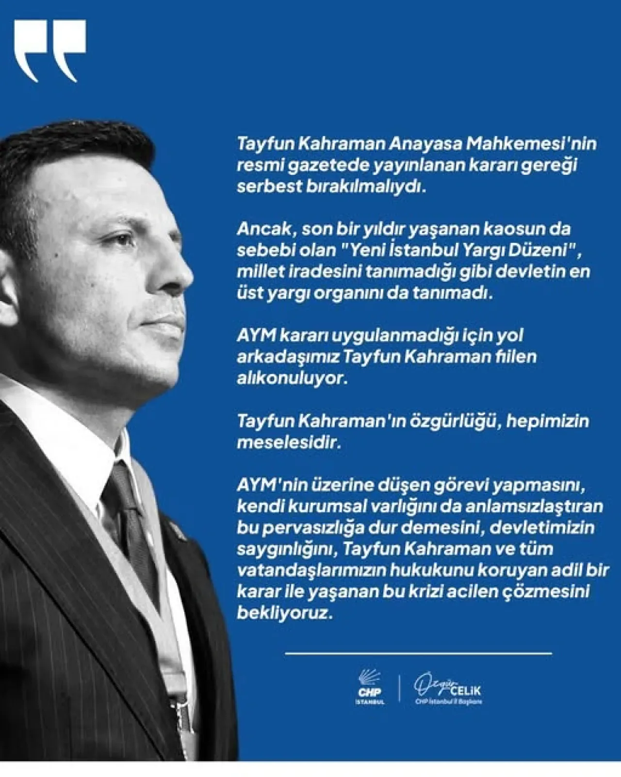 İstanbul'da CHP'li Tayfun Kahraman'ın Özgürlük Krizi: AYM Kararı Neden Uygulanmadı? İstanbul'da CHP'li Tayfun Kahraman'ın Özgürlük Krizi: AYM Kararı Neden Uygulanmadı?