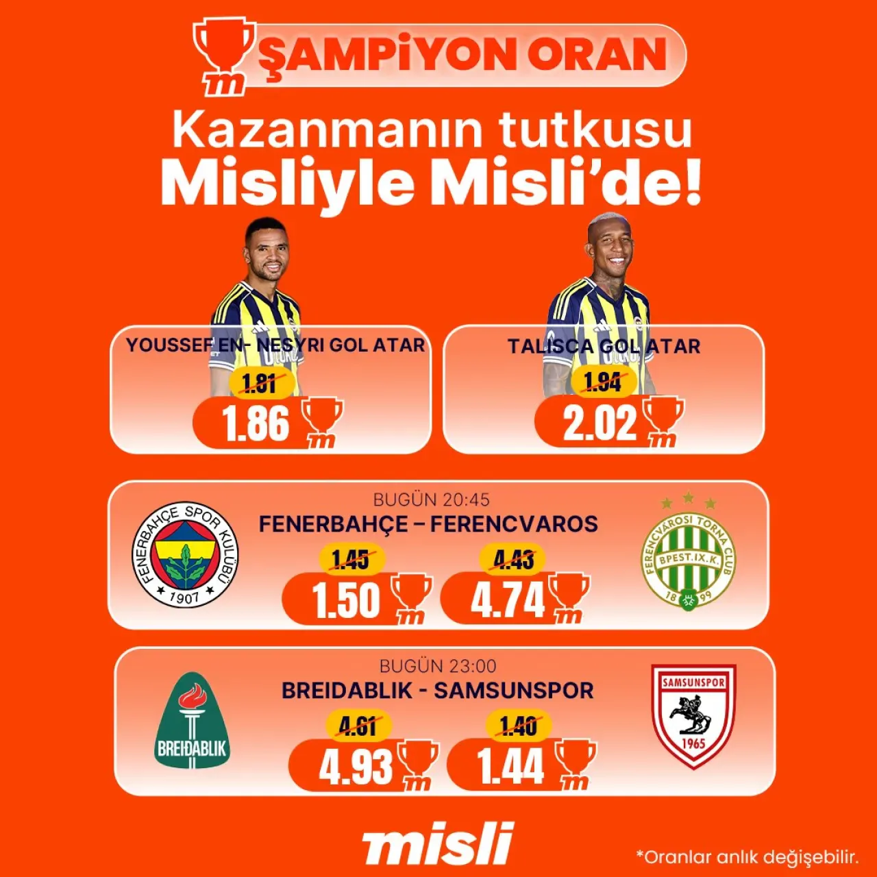Misli.com'da Şampiyon Oranlı Maçlar ile Günün Spor Bahis Fırsatları Misli.com'da Şampiyon Oranlı Maçlar ile Günün Spor Bahis Fırsatları
