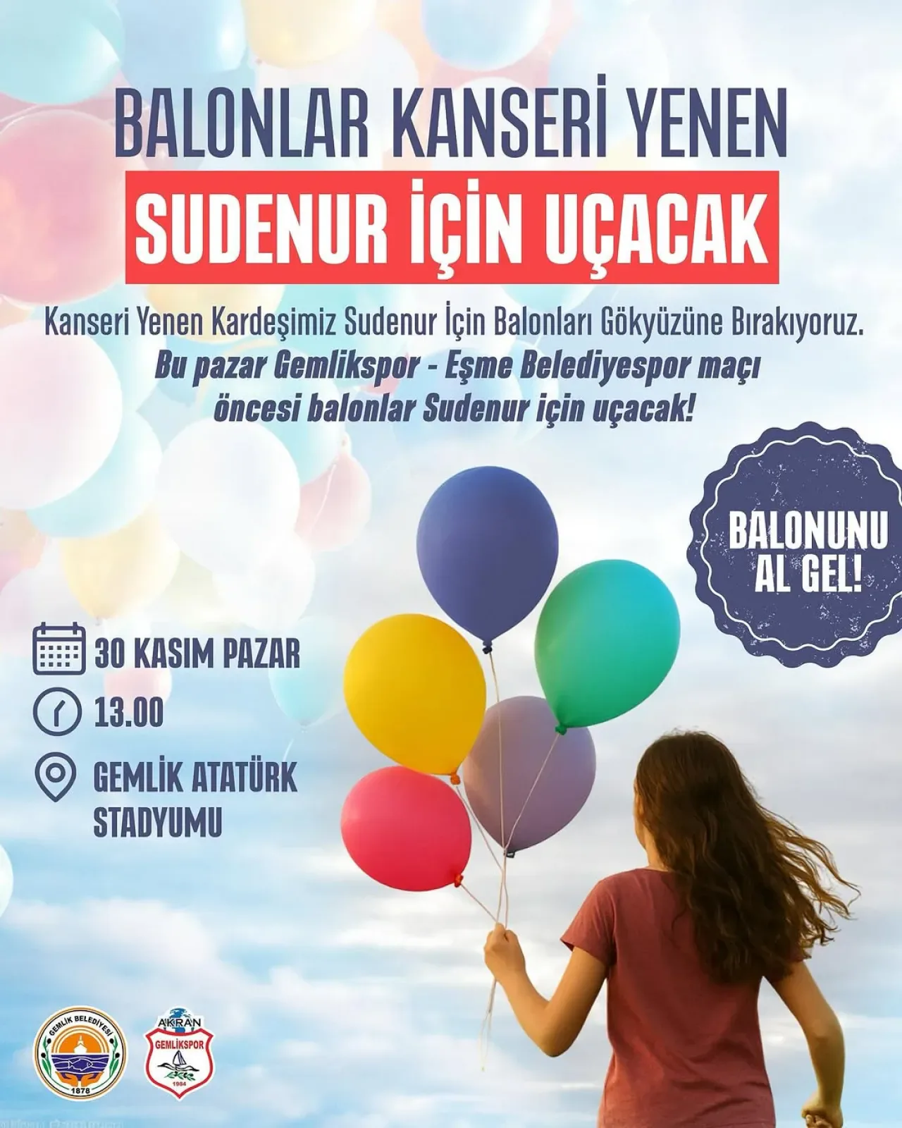 Bursa Gemlik'te Kanseri Yenen Sudenur İçin Umut Balonları Gökyüzüne Uçurulacak Bursa Gemlik'te Kanseri Yenen Sudenur İçin Umut Balonları Gökyüzüne Uçurulacak