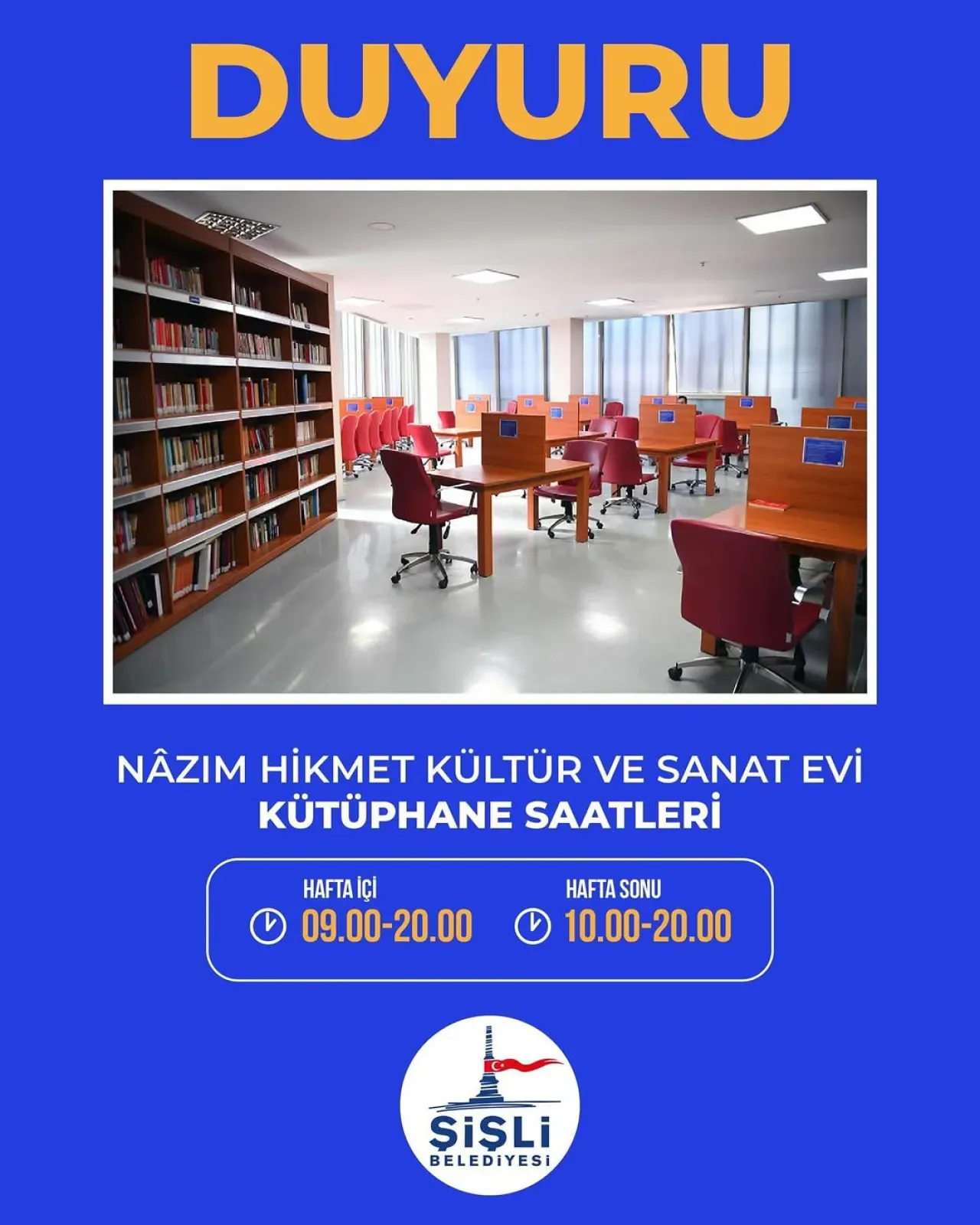 Şişli'de Nâzım Hikmet Kültür ve Sanat Evi Kütüphanesi Hizmete Açıldı Şişli'de Nâzım Hikmet Kültür ve Sanat Evi Kütüphanesi Hizmete Açıldı