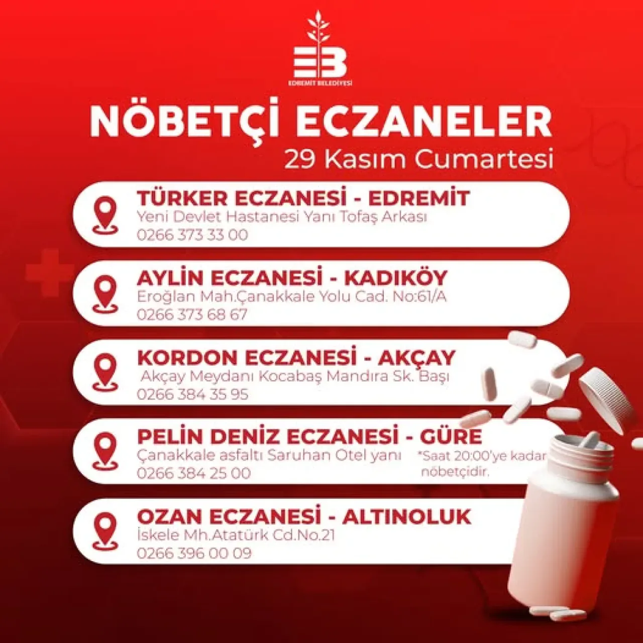 Edremit'te Nöbetçi Eczaneler Hizmete Hazır Edremit'te Nöbetçi Eczaneler Hizmete Hazır