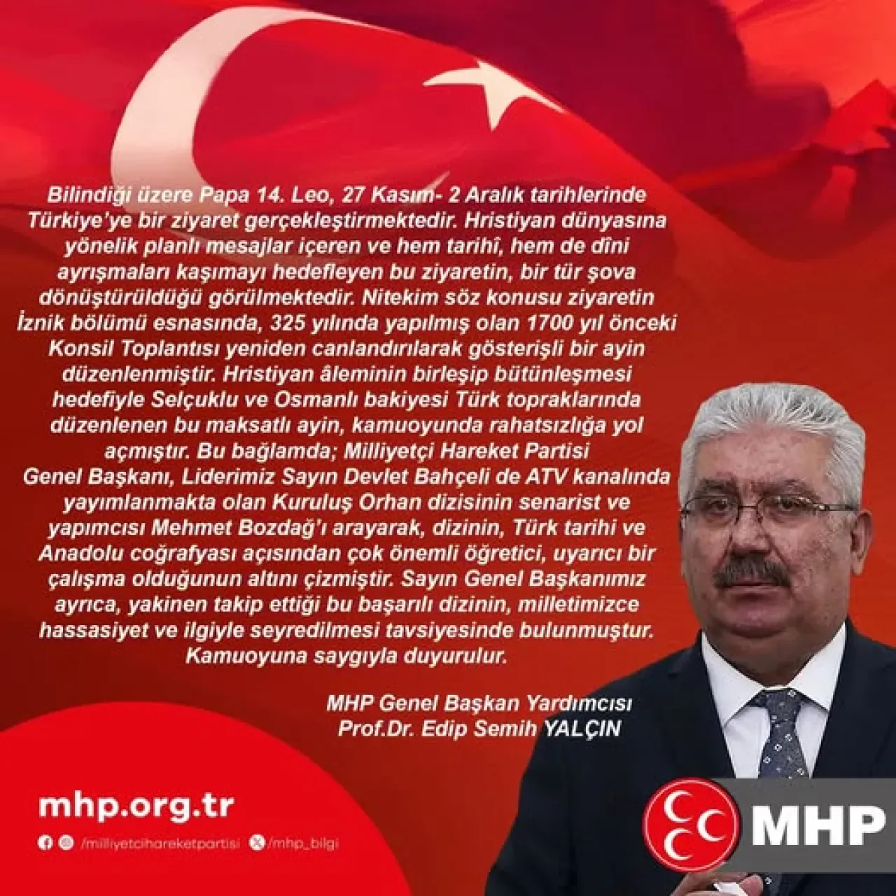 MHP Genel Başkanı Bahçeli'den "Kuruluş Orhan" Dizisine Destek ve Papa'nın Ziyareti Hakkında Açıklama MHP Genel Başkanı Bahçeli'den "Kuruluş Orhan" Dizisine Destek ve Papa'nın Ziyareti Hakkında Açıklama