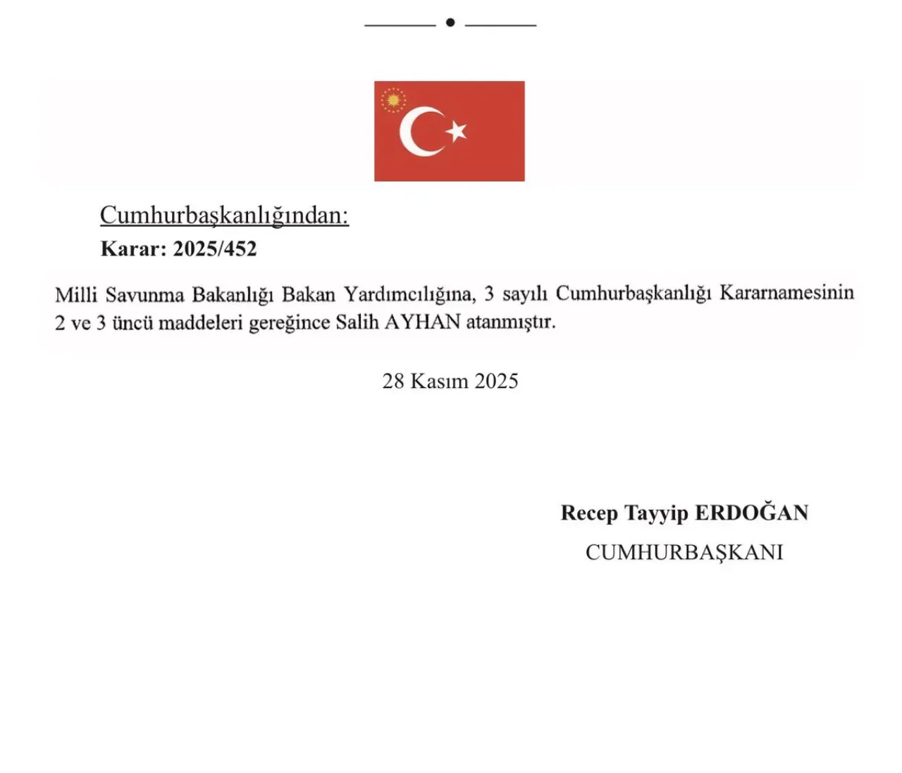 Salih Ayhan, MSB Bakan Yardımcılığı Görevine Atandı Salih Ayhan, MSB Bakan Yardımcılığı Görevine Atandı