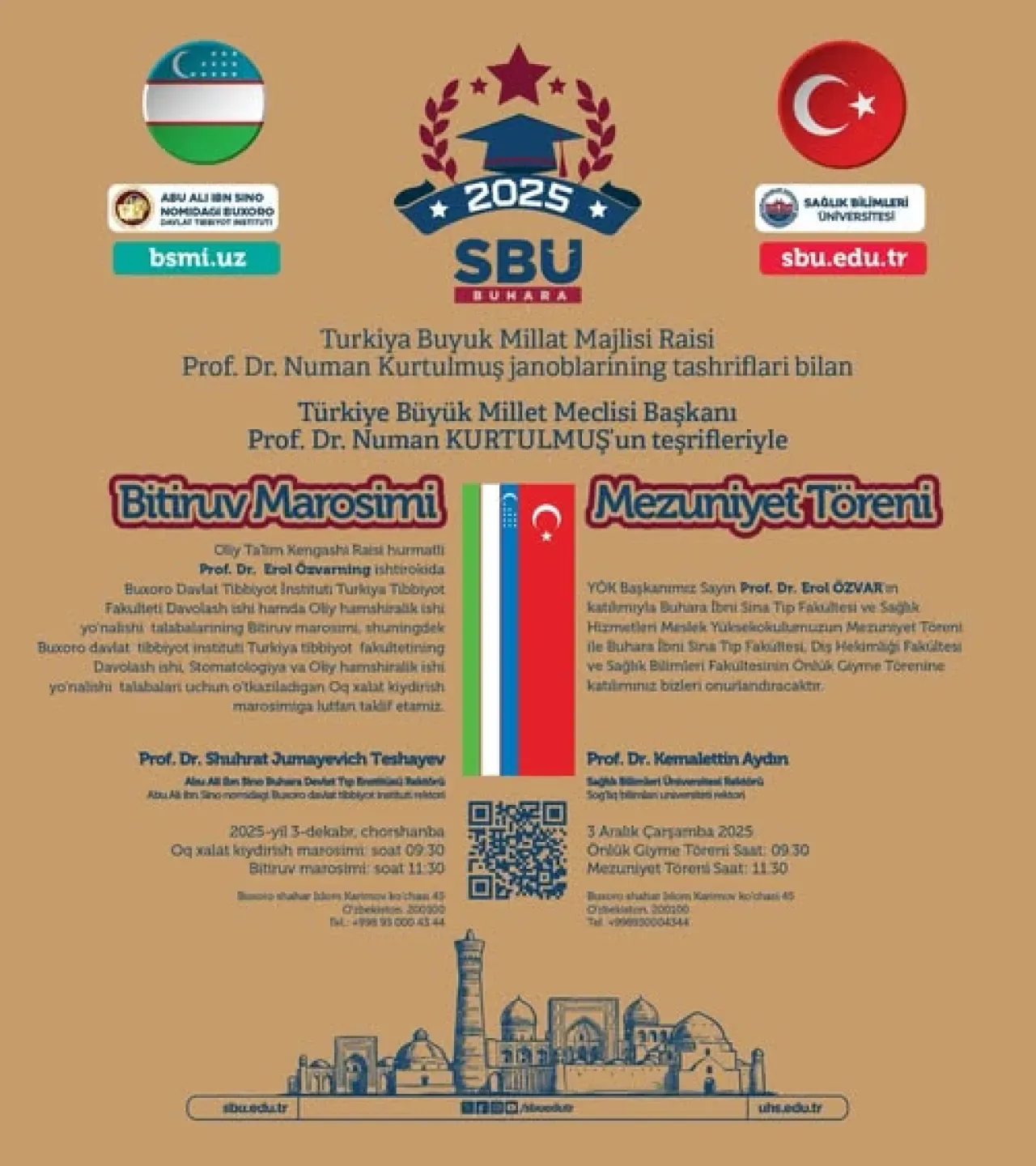 Sağlık Bilimleri Üniversitesi Buhara'da 2025 Yılı Tıp Fakültesi Töreni Düzenliyor Sağlık Bilimleri Üniversitesi Buhara'da 2025 Yılı Tıp Fakültesi Töreni Düzenliyor