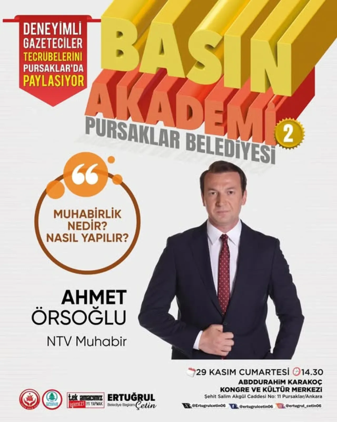 Ahmet Örsoğlu, Pursaklar'da Gazetecilik Deneyimlerini Paylaşacak Ahmet Örsoğlu, Pursaklar'da Gazetecilik Deneyimlerini Paylaşacak