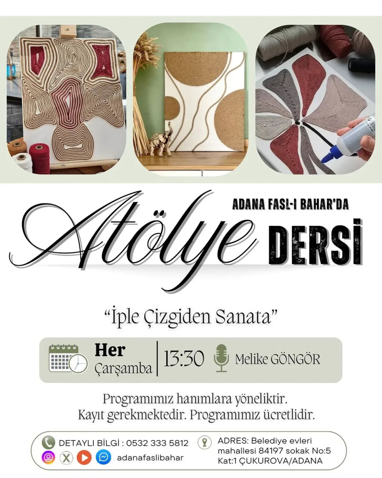 Hanımefendiler İle Buluşma: İple Çizgiden Sanata Atölyesi 3 Aralık'ta Hanımefendiler İle Buluşma: İple Çizgiden Sanata Atölyesi 3 Aralık'ta