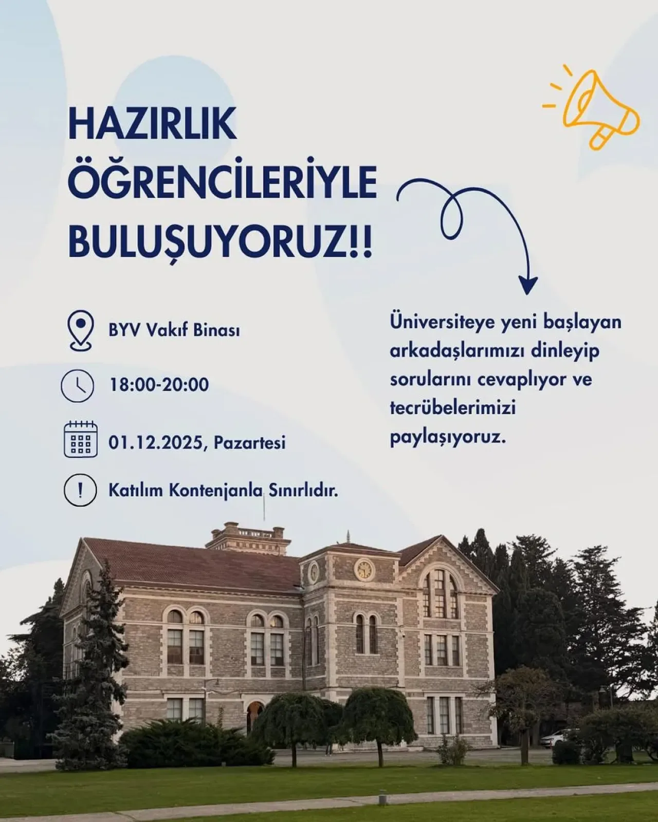 Boğaziçi Yöneticiler Vakfı'ndan Hazırlık Öğrencileri için Tanışma Etkinliği Boğaziçi Yöneticiler Vakfı'ndan Hazırlık Öğrencileri için Tanışma Etkinliği