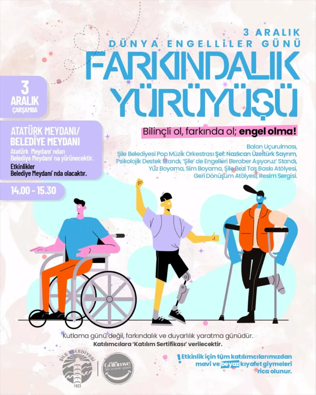 Şile'de 3 Aralık Dünya Engelliler Günü İçin Farkındalık Yürüyüşü Düzenleniyor Şile'de 3 Aralık Dünya Engelliler Günü İçin Farkındalık Yürüyüşü Düzenleniyor