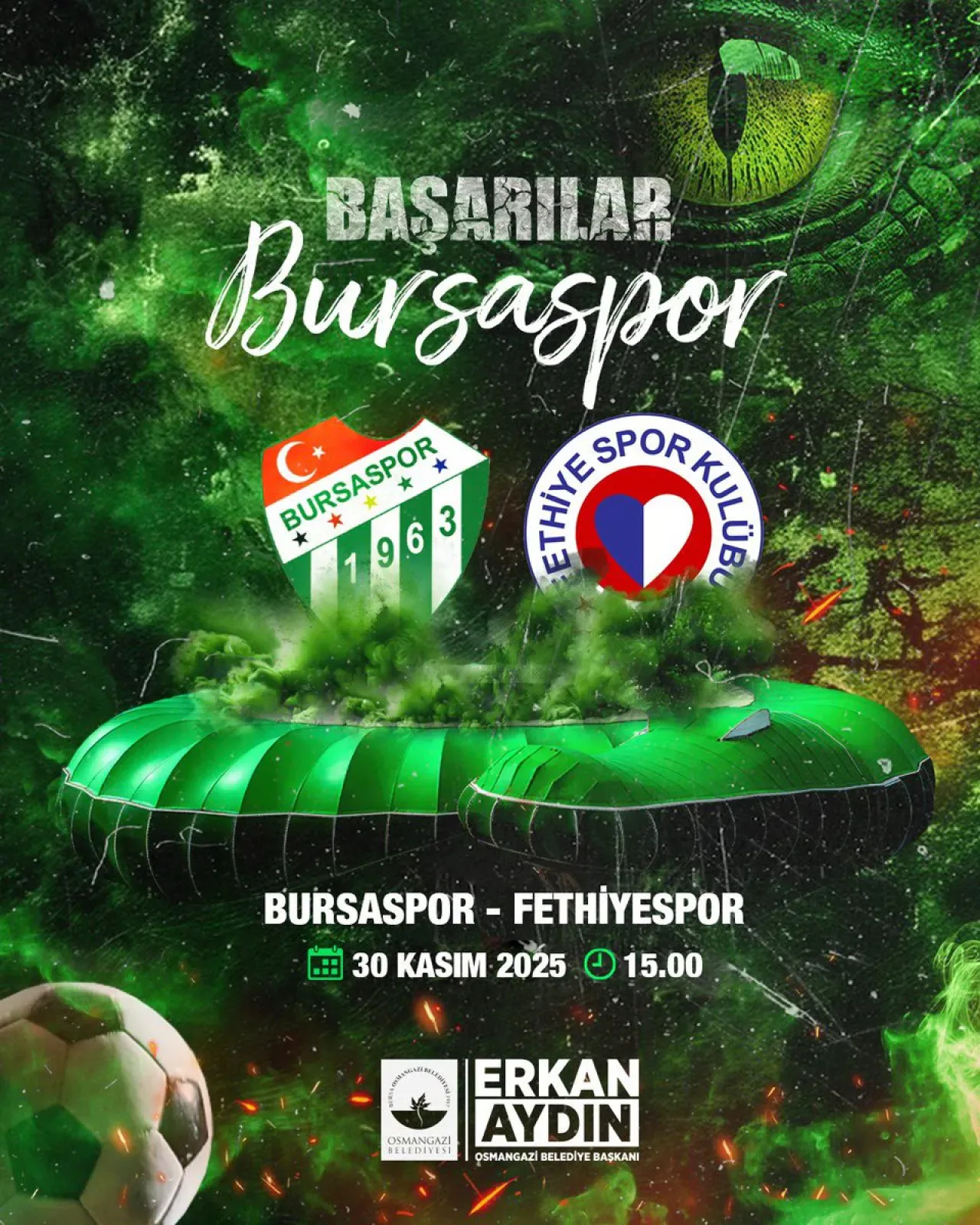 Bursaspor Maçına Osmangazi Belediye Başkanı'ndan Destek Mesajı Bursaspor Maçına Osmangazi Belediye Başkanı'ndan Destek Mesajı