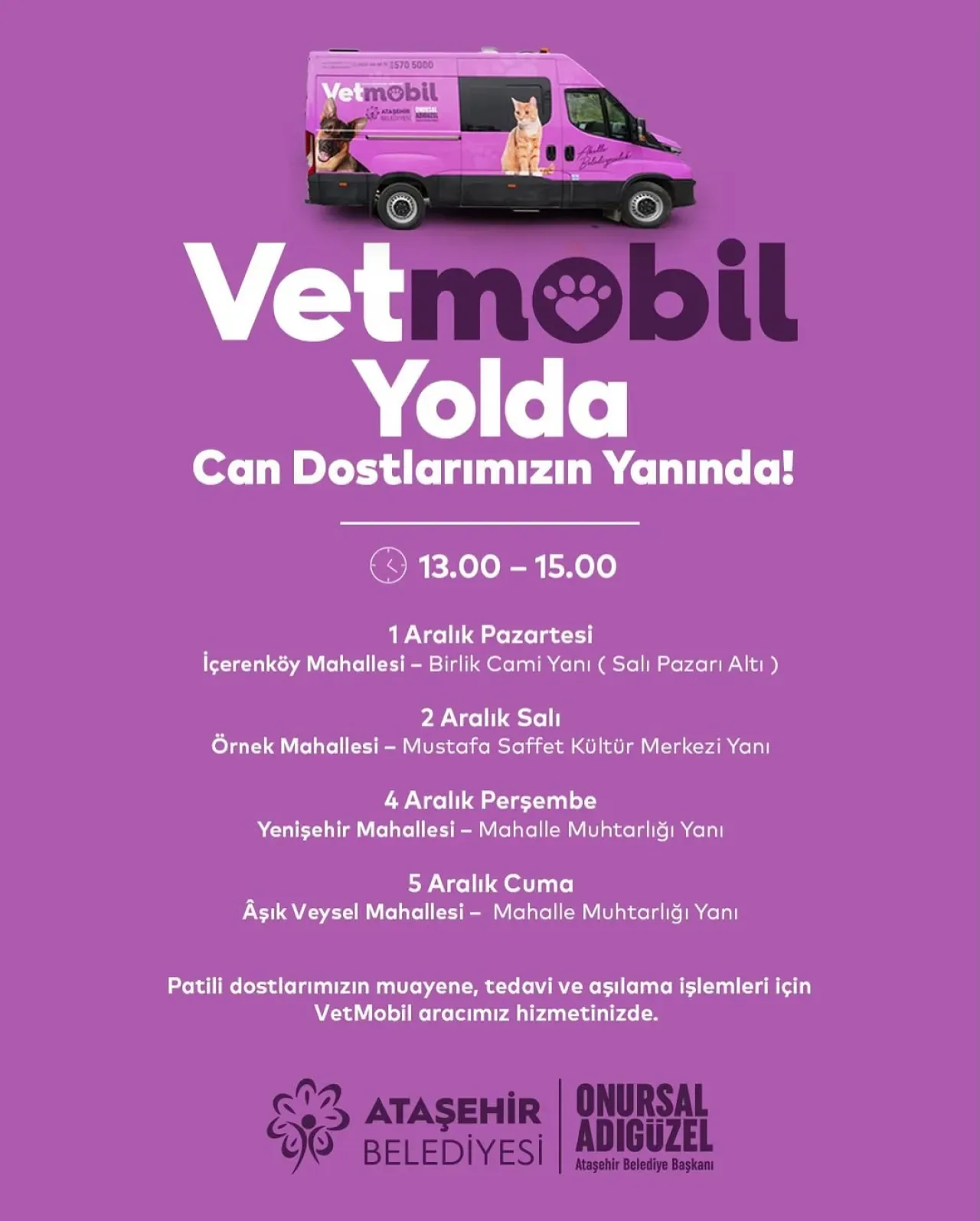 Ataşehir Belediyesi, Sokak Hayvanları İçin VetMobil Hizmeti Başlatıyor Ataşehir Belediyesi, Sokak Hayvanları İçin VetMobil Hizmeti Başlatıyor