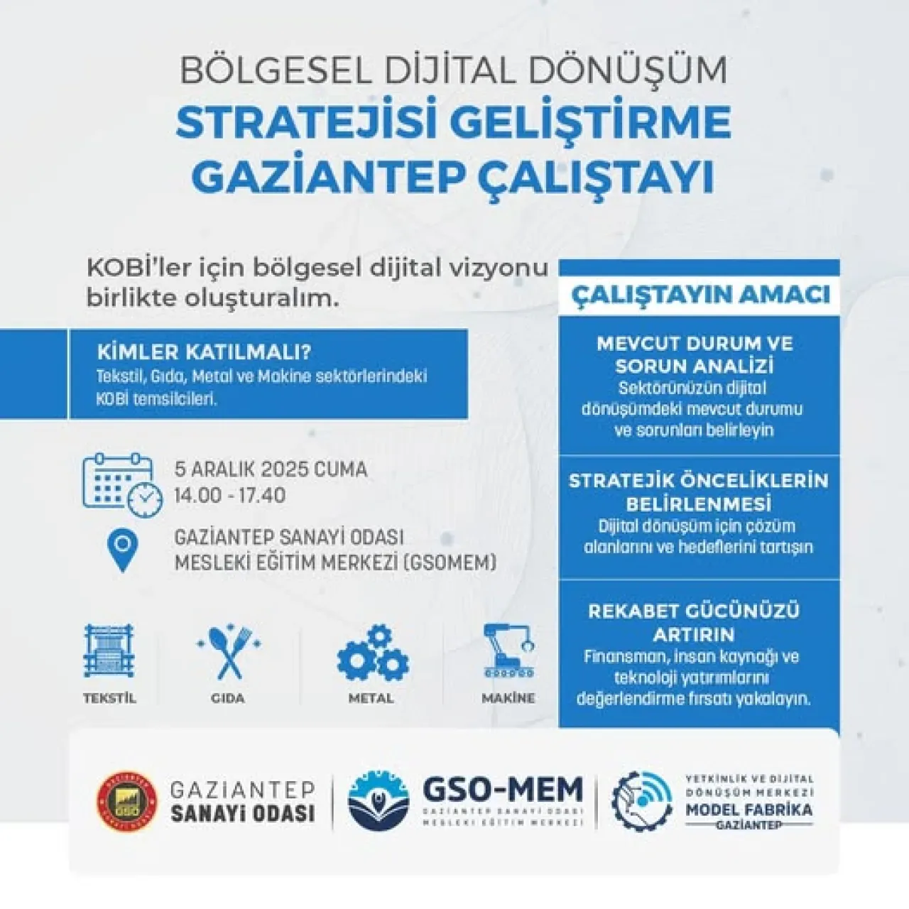 Gaziantep'te KOBİ'ler İçin Dijital Dönüşüm Çalıştayı Düzenleniyor Gaziantep'te KOBİ'ler İçin Dijital Dönüşüm Çalıştayı Düzenleniyor