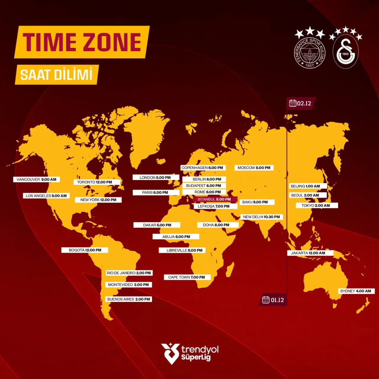 Galatasaray Taraftarlarına Fenerbahçe Derbisi İçin Maç Saatleri Duyuruldu Galatasaray Taraftarlarına Fenerbahçe Derbisi İçin Maç Saatleri Duyuruldu